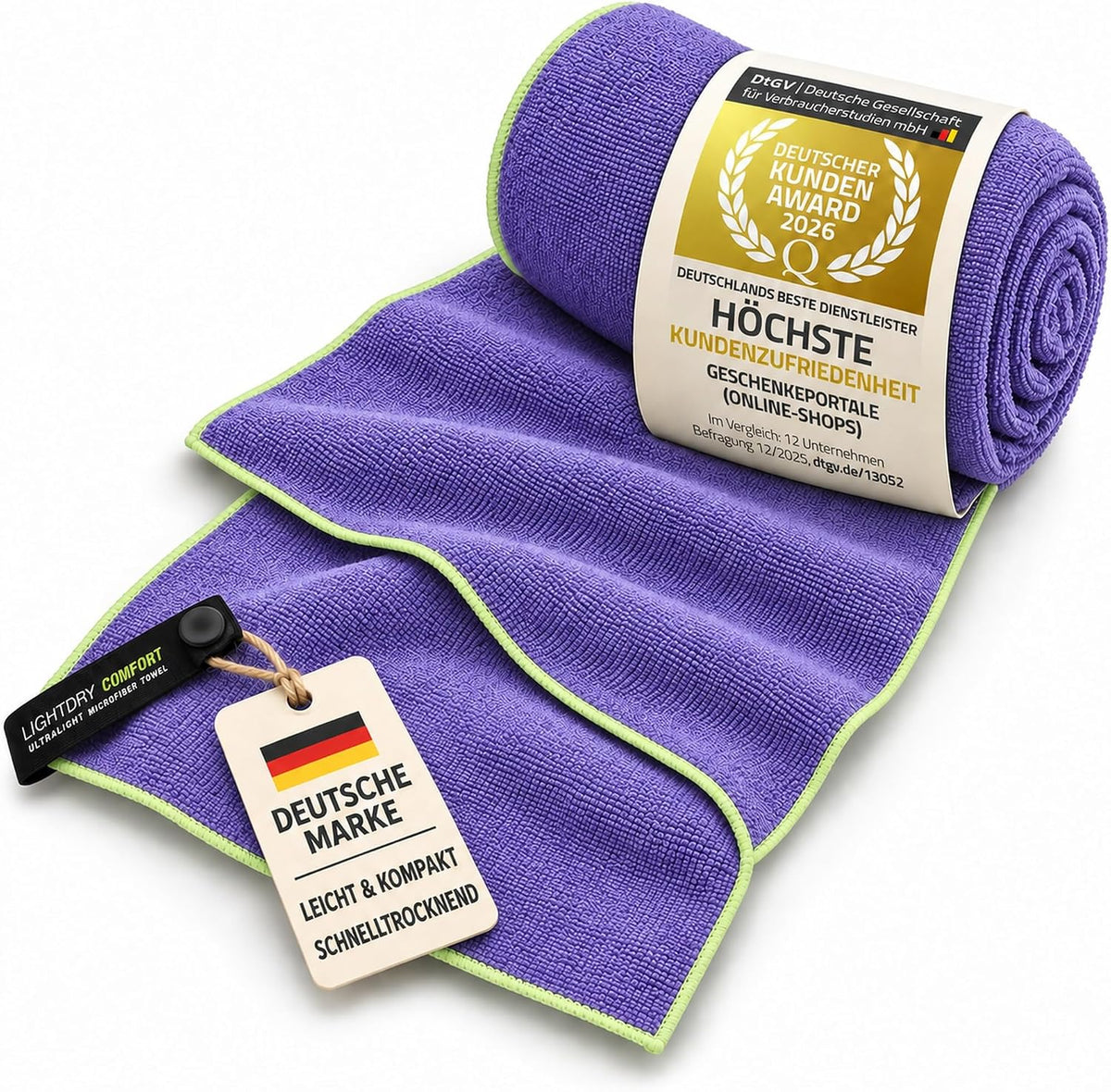 Violett Reisehandtuch Größe M 80x40 cm, ohne Prüfengel