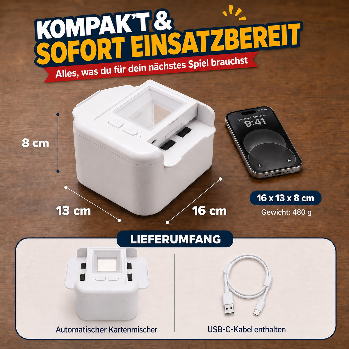 Elektrische Kartenmischmaschine für bis zu 4 Kartendecks