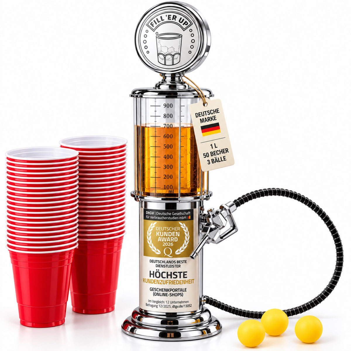 Retro Getränkespender Set 50 Becher 3 Bälle Bild 2 #Variante_Set
