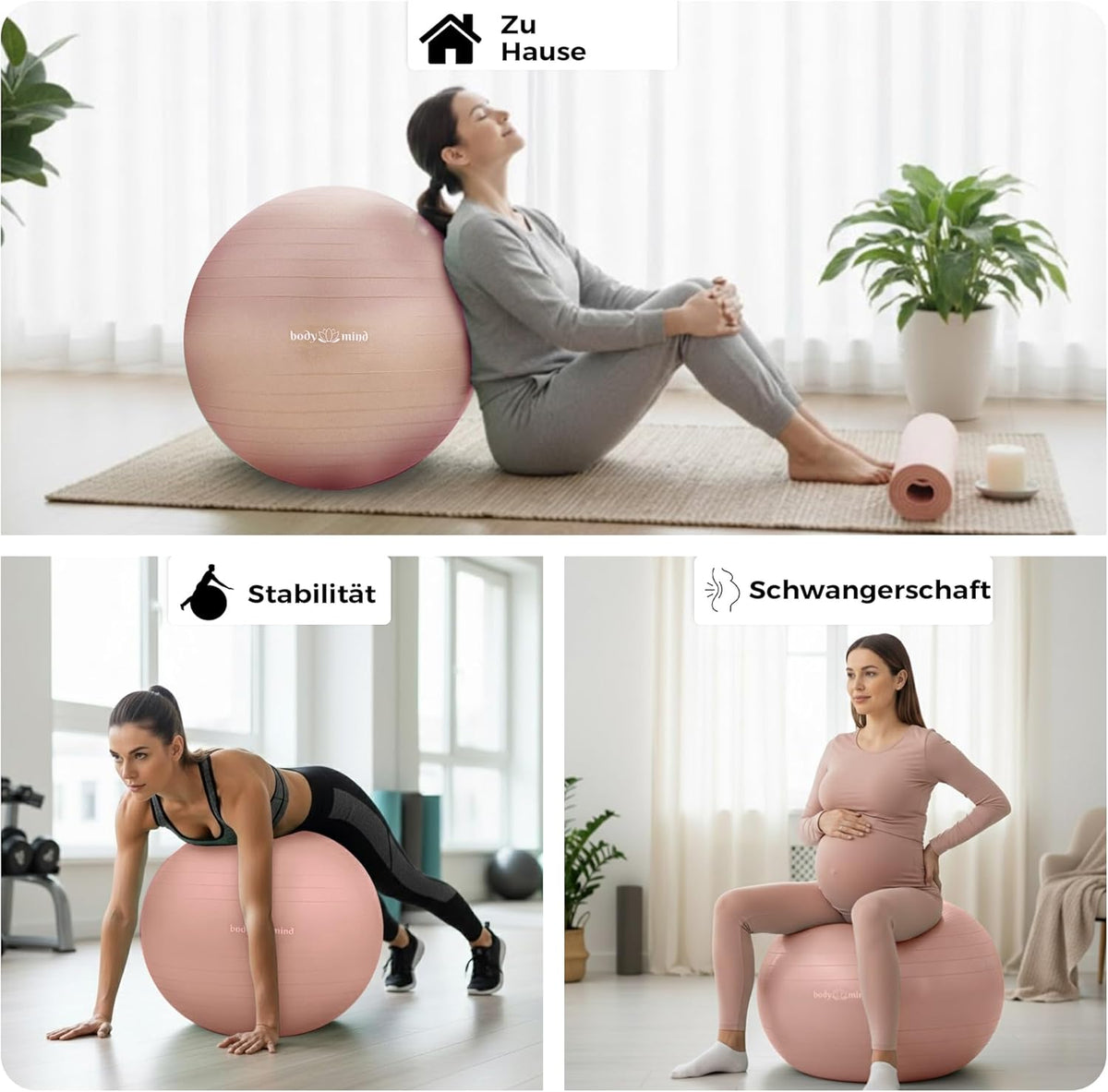 Body & Mind Gymnastikball mit Pumpe - Anti-Burst Pilates & Sitzball