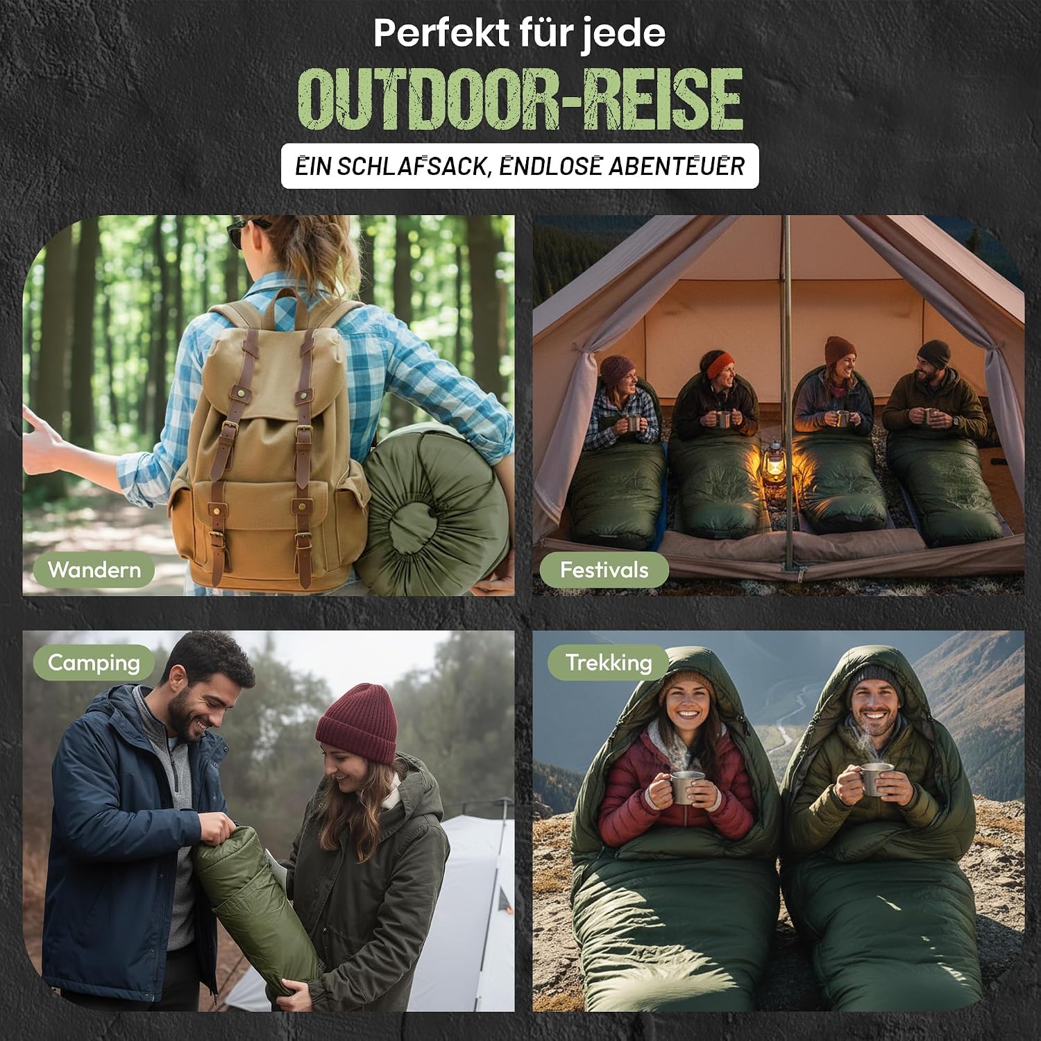 Mumienschlafsack bis -13°C - Kompakter Outdoor-Schlafsack für Camping