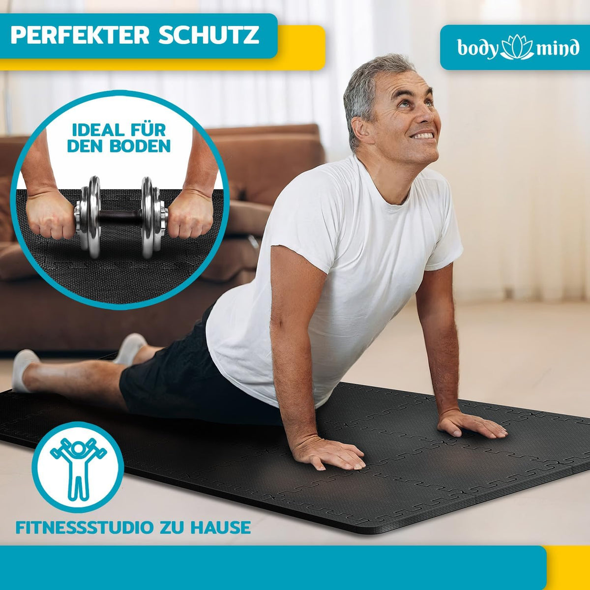 Bodenschutzmatten Set 54-teilig - Fitness Unterlegmatten EVA