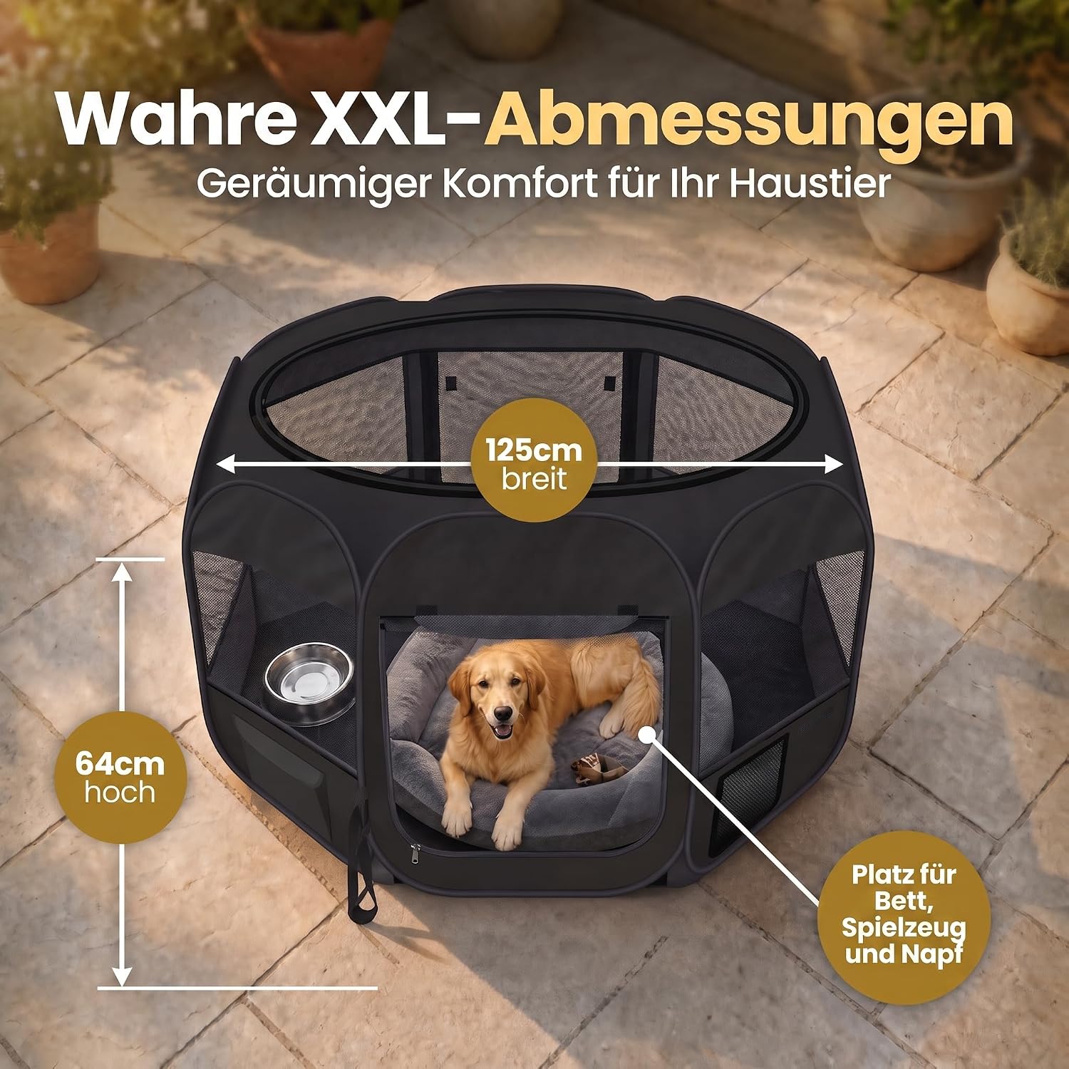XXL Welpenlaufstall - Faltbares Hundegehege für Innen & Außen