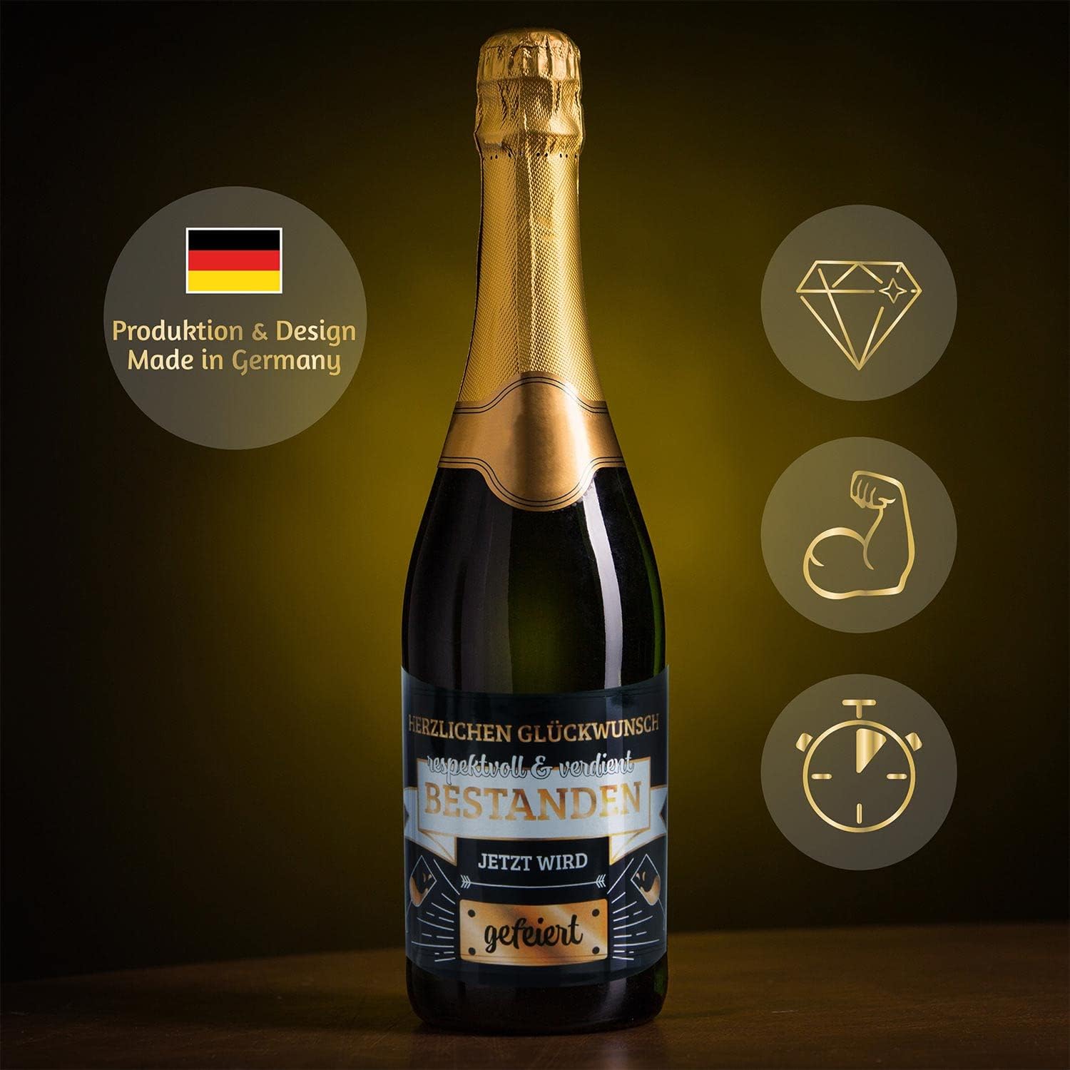 3x Flaschenetikett Verdient Bestanden – Geschenk für Prüfungen #Thema_Banderole