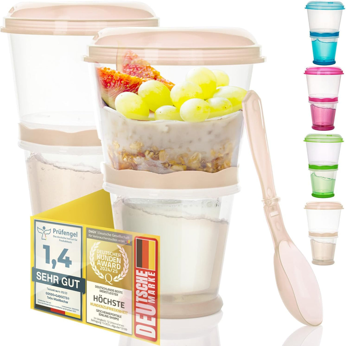 Müsli-to-Go Becher mit Löffel - Dein auslaufsicherer Snack-Begleiter