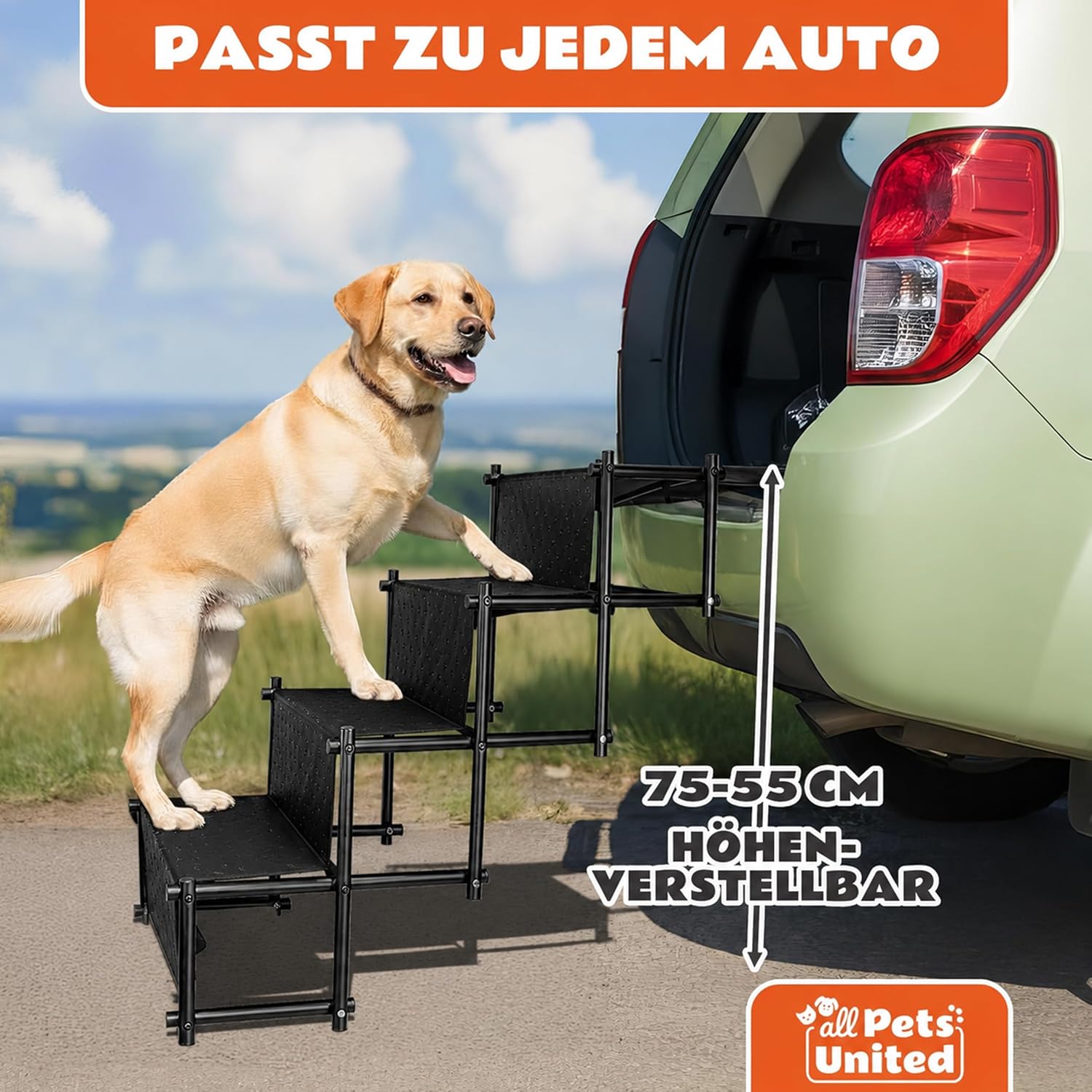 Faltbare Teleskop-Hundetreppe bis 70kg – Stabile Einstiegshilfe
