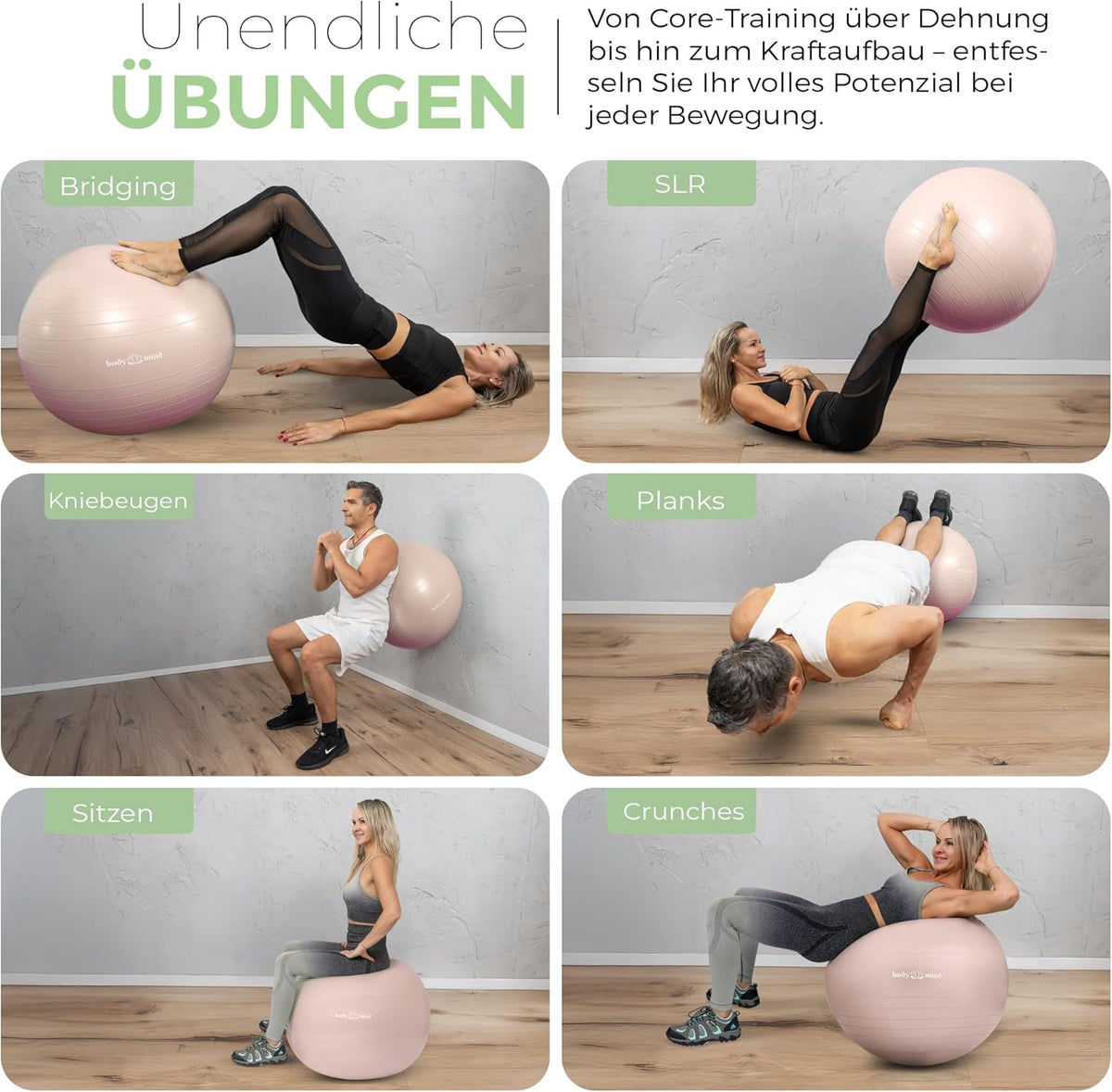 Body & Mind Gymnastikball mit Pumpe - Anti-Burst Pilates & Sitzball