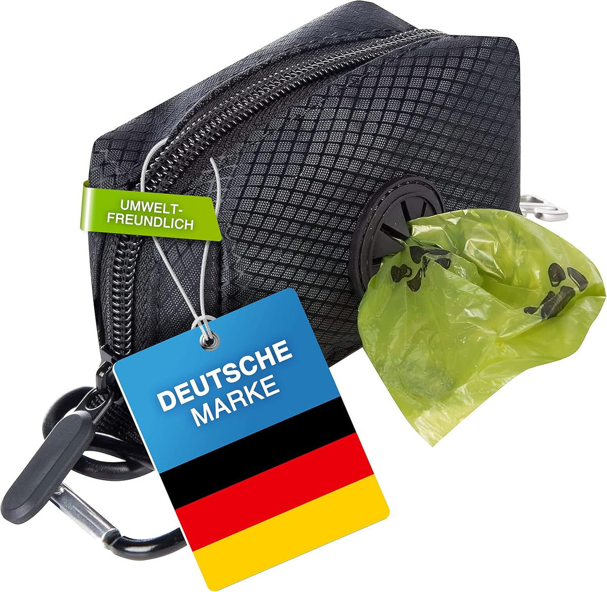 Hundekotbeutelspender mit verstärktem Karabiner für alle Hundeleinen