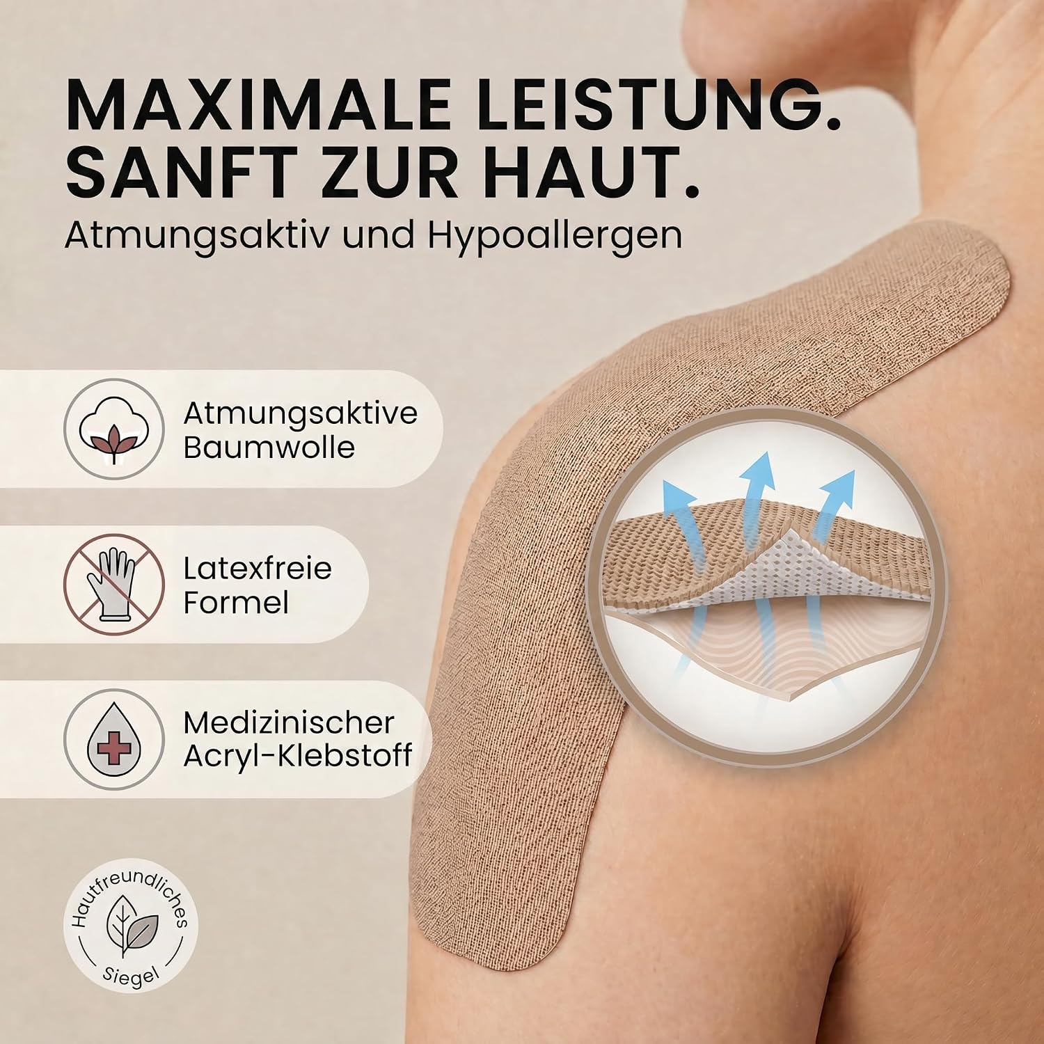 Kinesiologie-Tape 2,5cm - Elastisches Sporttape für Physiotherapie