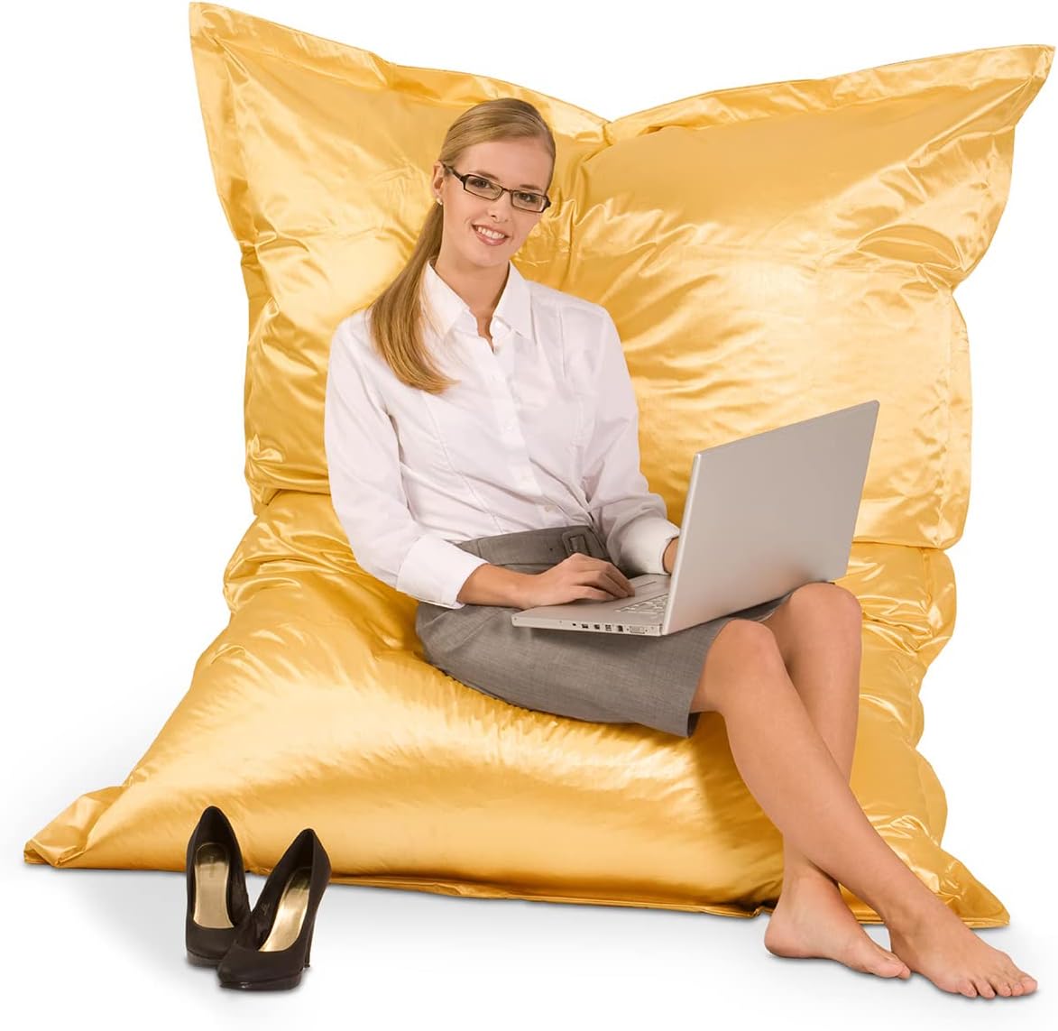 Smoothy XXL Sitzsack Metallic Gelbgold – 180x140cm Lounge-Sessel