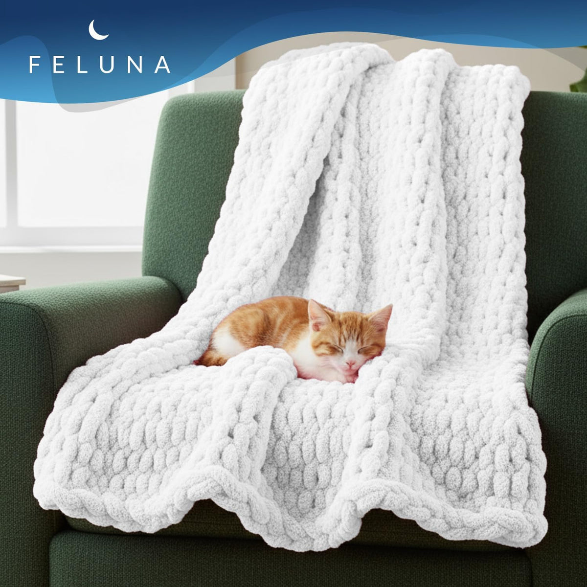 Feluna Grobstrickdecke Weiß #Farbe_Weiß