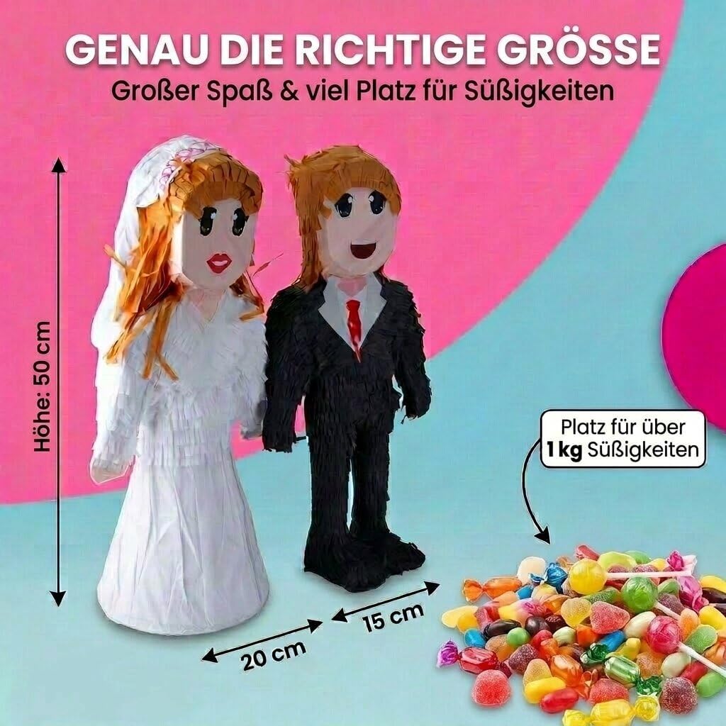 Piñata Brautpaar – Robuste Hochzeits-Dekoration mit großer Öffnung