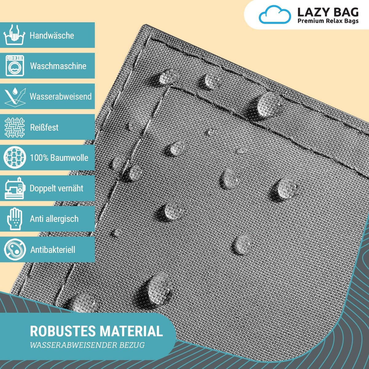 LazyBag XXL Sitzsack - Wasserfestes Outdoor Sitzkissen 180x140 cm