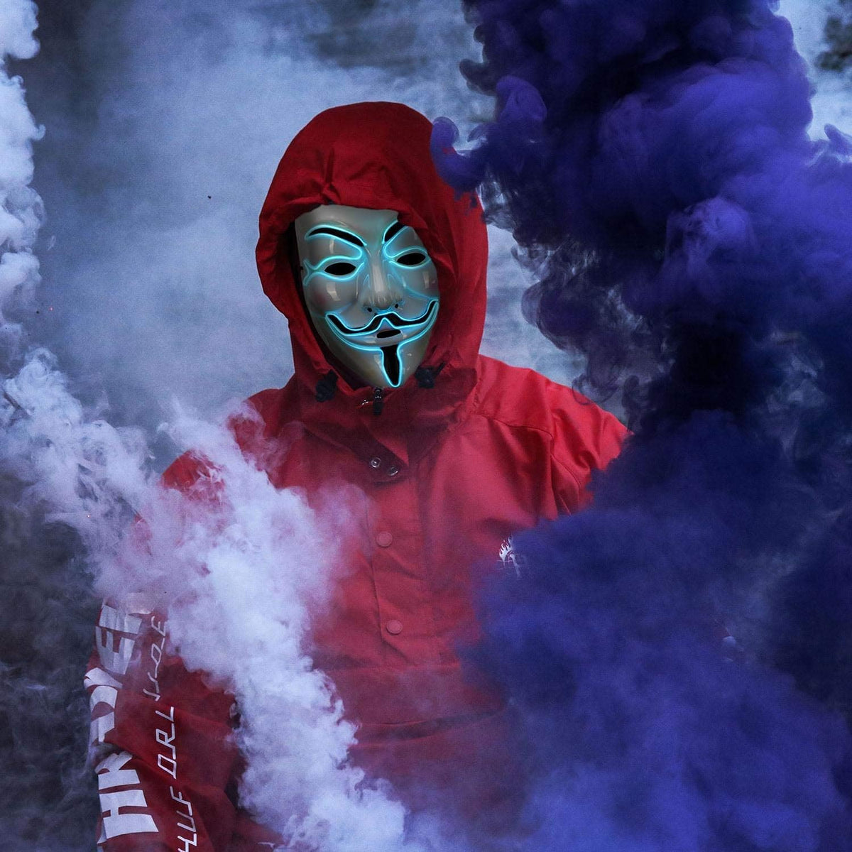 LED Anonymous Maske - Leuchtende Guy Fawkes V für Vendetta Maske