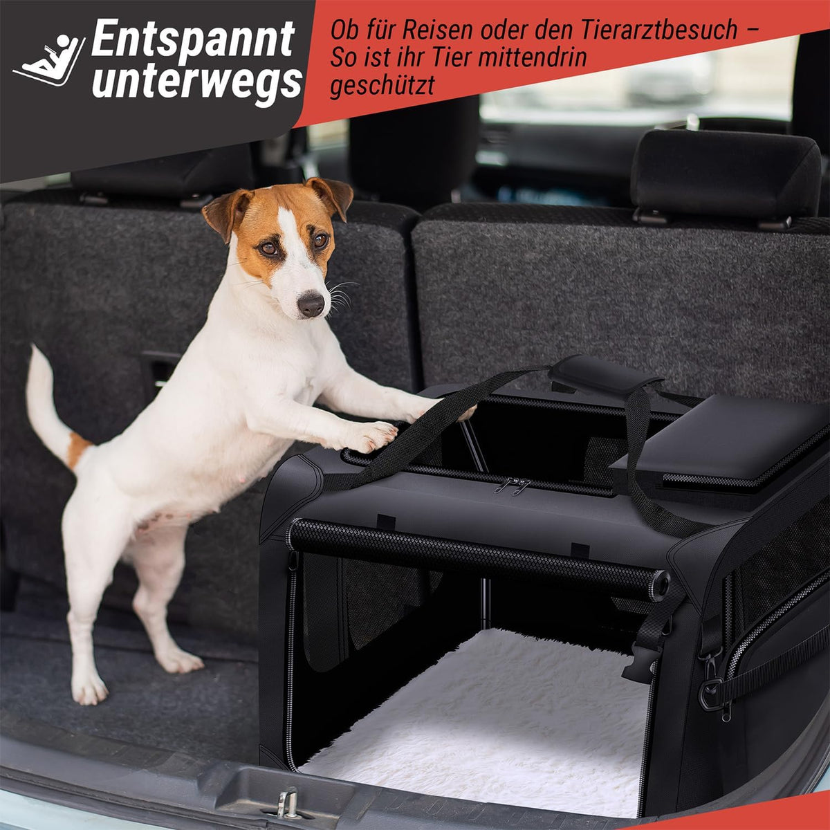 Faltbare Hundebox Gr. M – Stabile Transporttasche für das Auto
