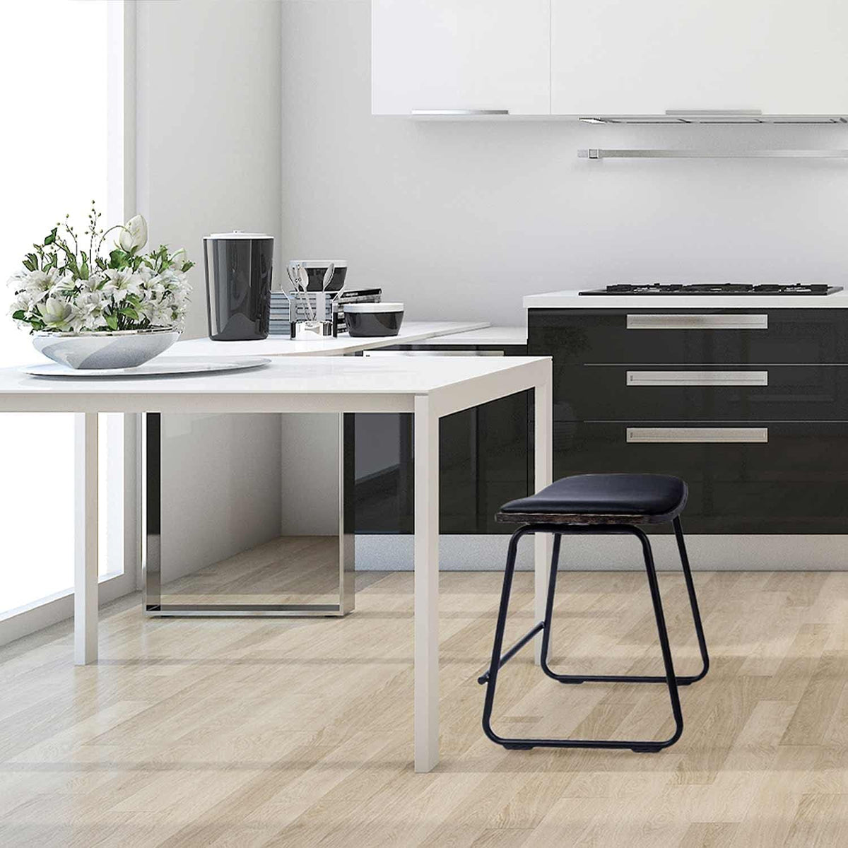 #LAZE Barhocker Metall & Kunstleder – Moderner Barstuhl 77 cm