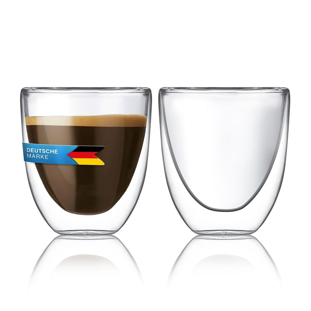 Dimono 6er Set Doppelwandige Espressogläser 80ml – Thermo-Design