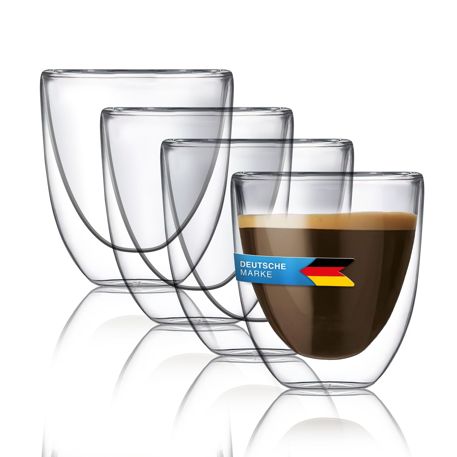 Dimono 6er Set Doppelwandige Espressogläser 80ml – Thermo-Design