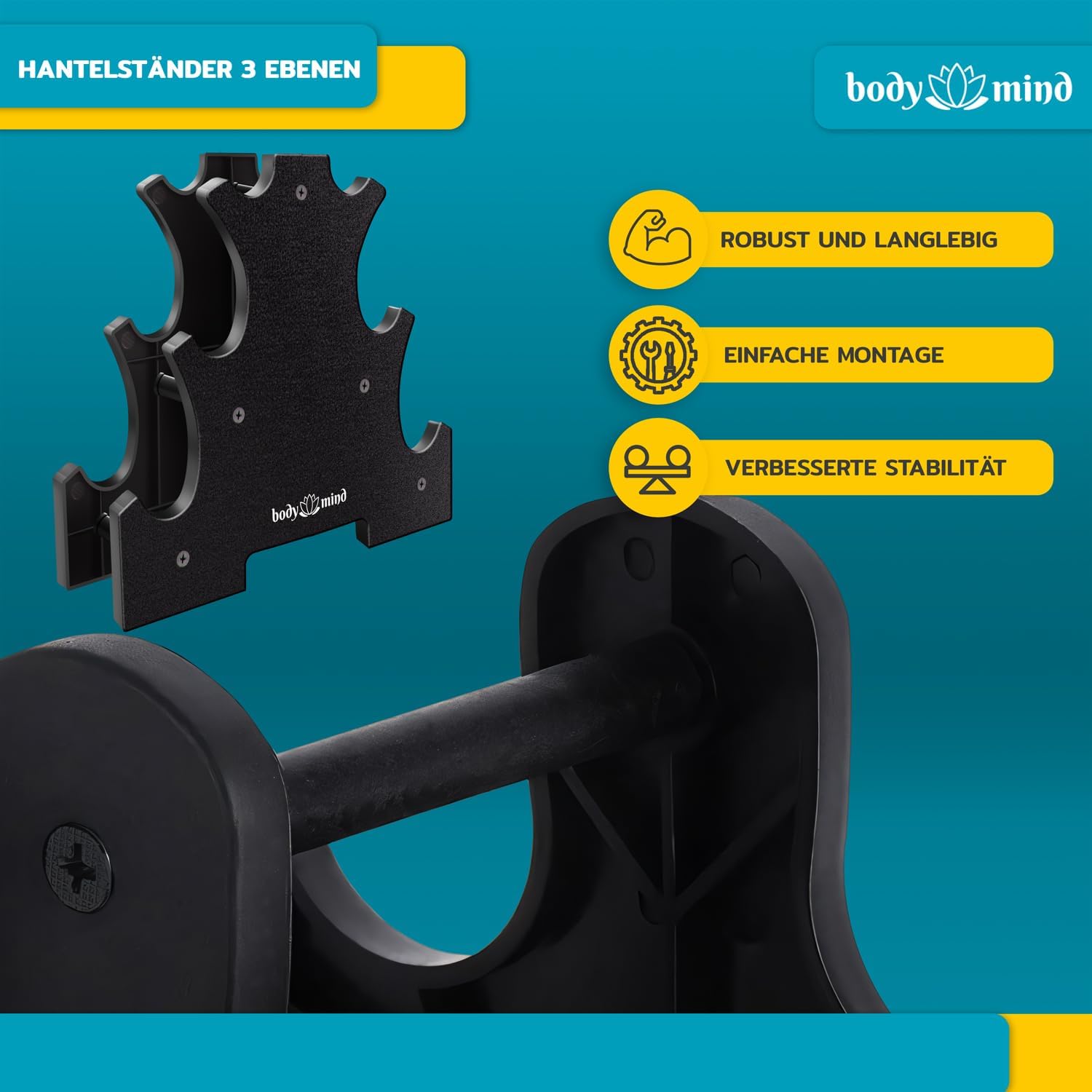 Body & Mind Hantelständer für 10 Kurzhanteln – Stabiles Hantel-Rack
