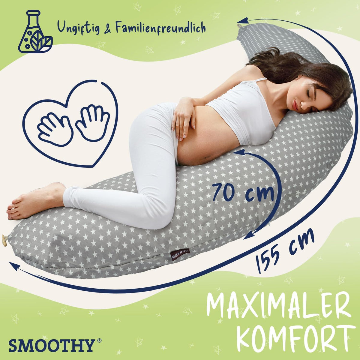 XXL Stillkissen & Schwangerschaftskissen für Seitenschläfer #Farbe_Grau