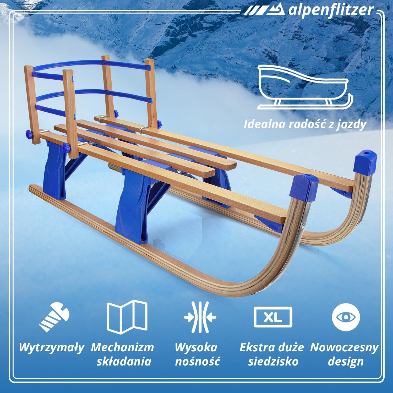 1-B Ware Alpenflitzer Klappschlitten