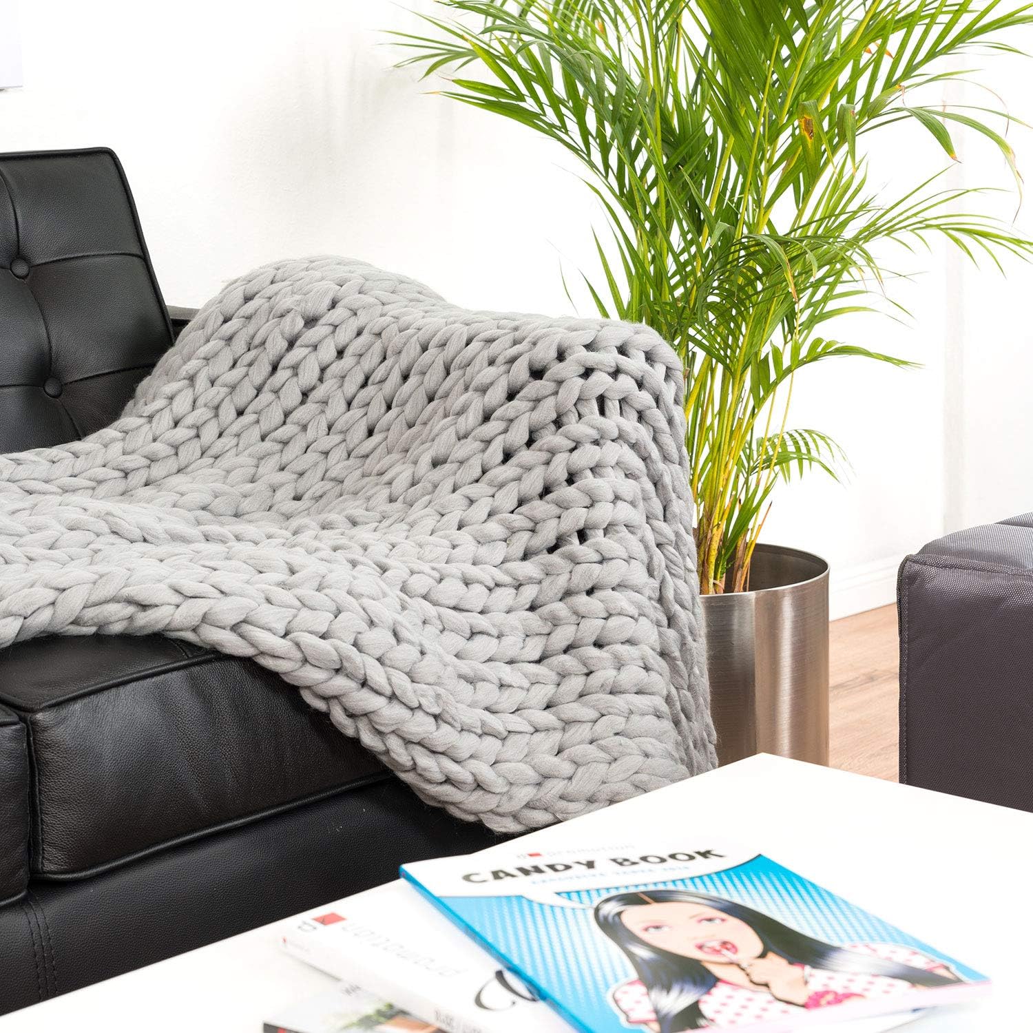 Grobstrickdecke 180 x 120 cm Grau #Farbe_Grau