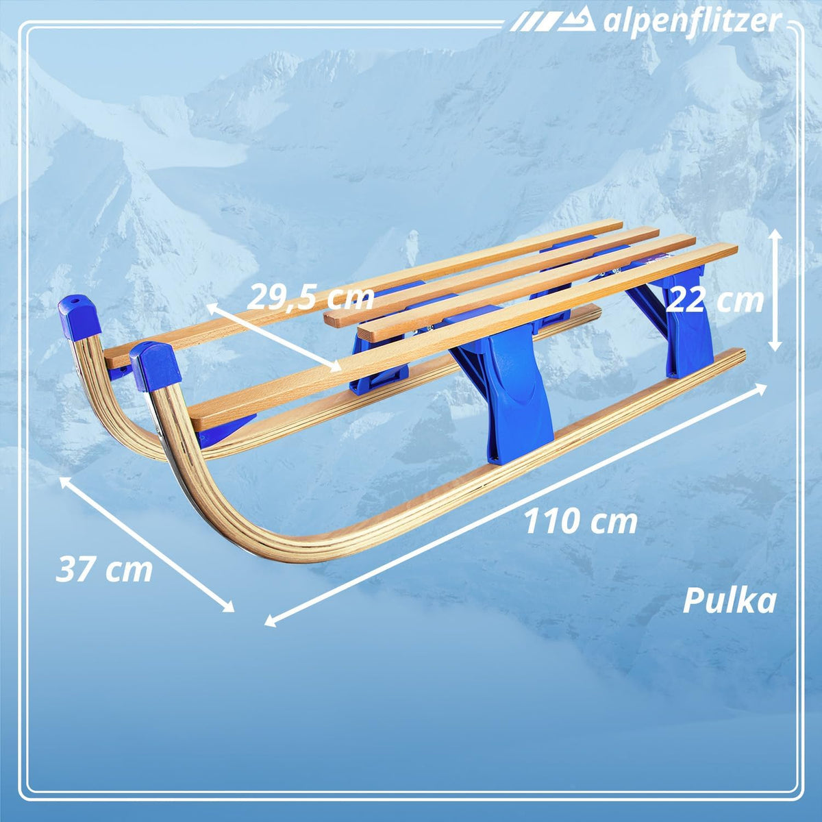 Klappbarer Holzschlitten 110 cm - Robuster Davoser Rodel