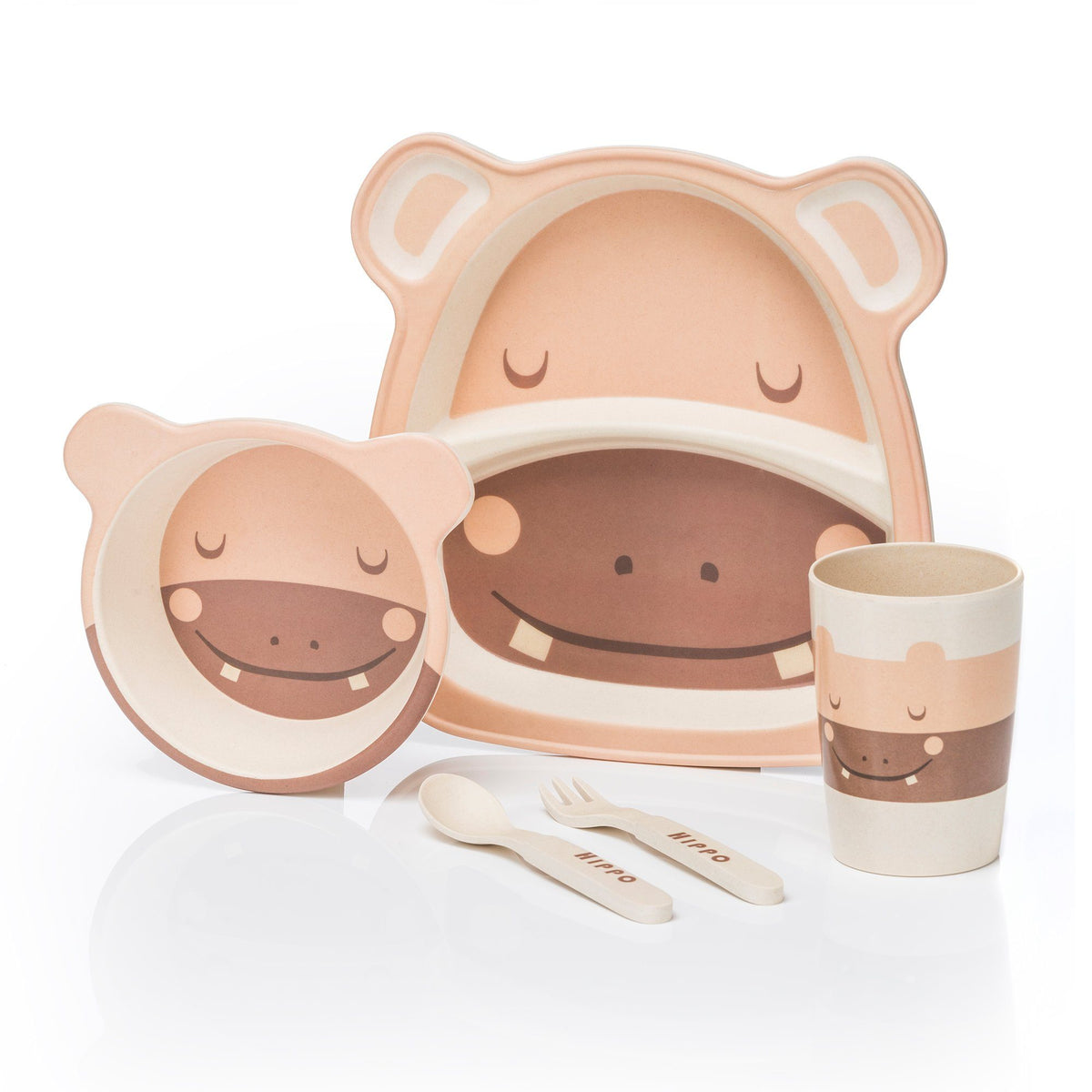 Rutschfestes 5-teiliges Kindergeschirr-Set - BPA-frei & Nachhaltig #Variante_Hippo