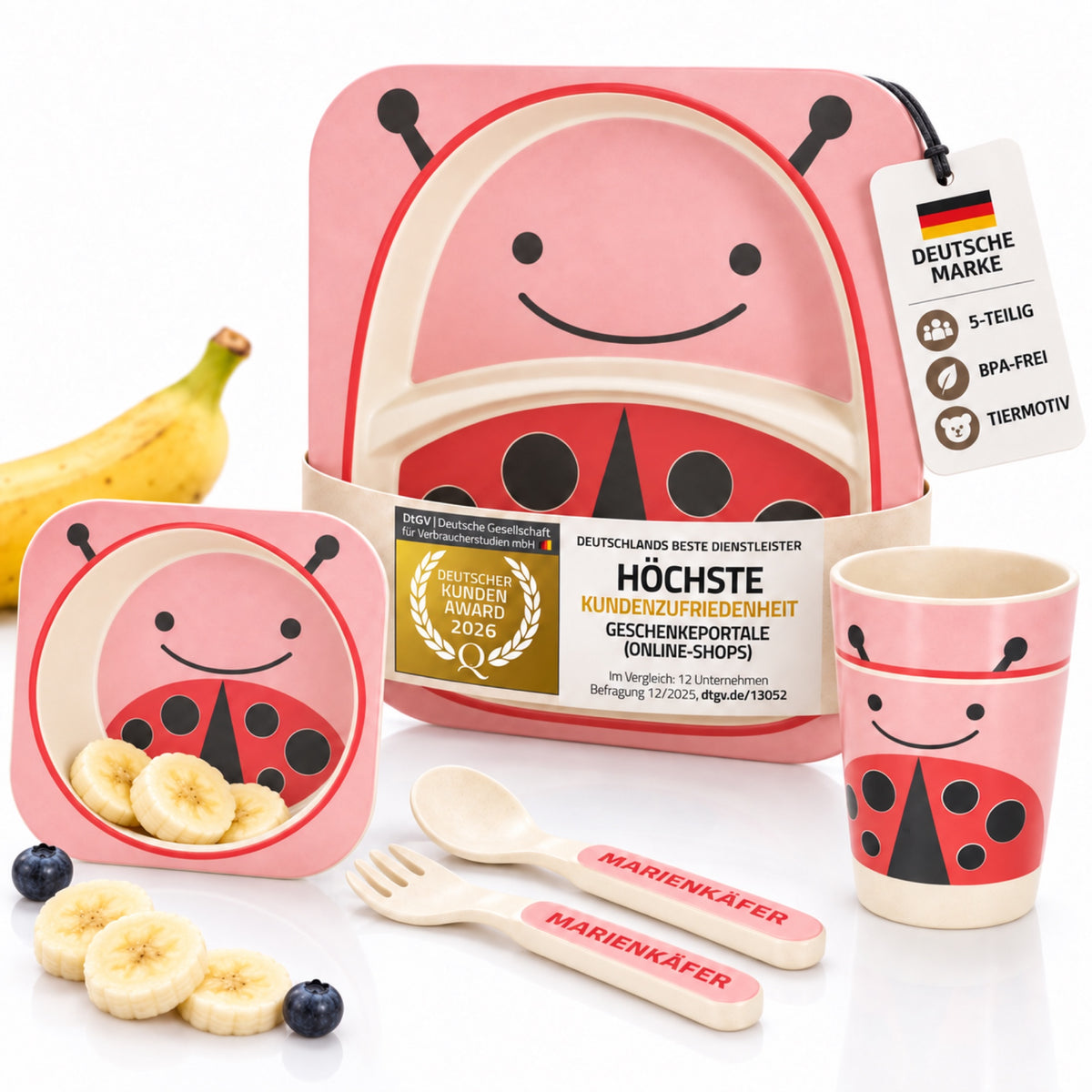 Rutschfestes 5-teiliges Kindergeschirr-Set - BPA-frei & Nachhaltig #Variante_Käfer
