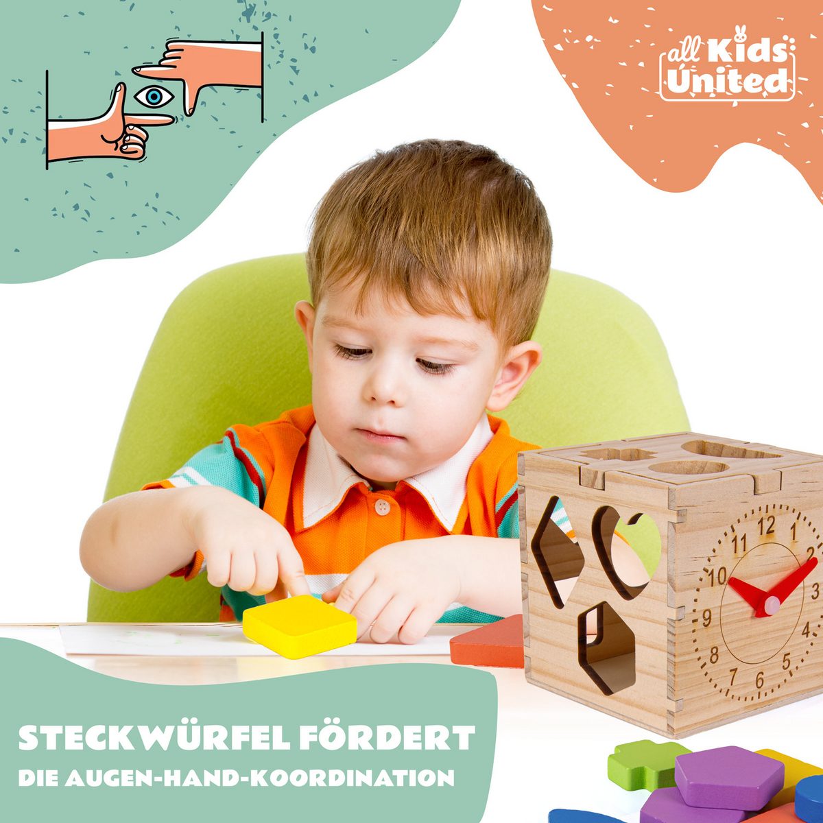 Holz Steckwürfel Kiste - Lernspielzeug für Feinmotorik – PT03