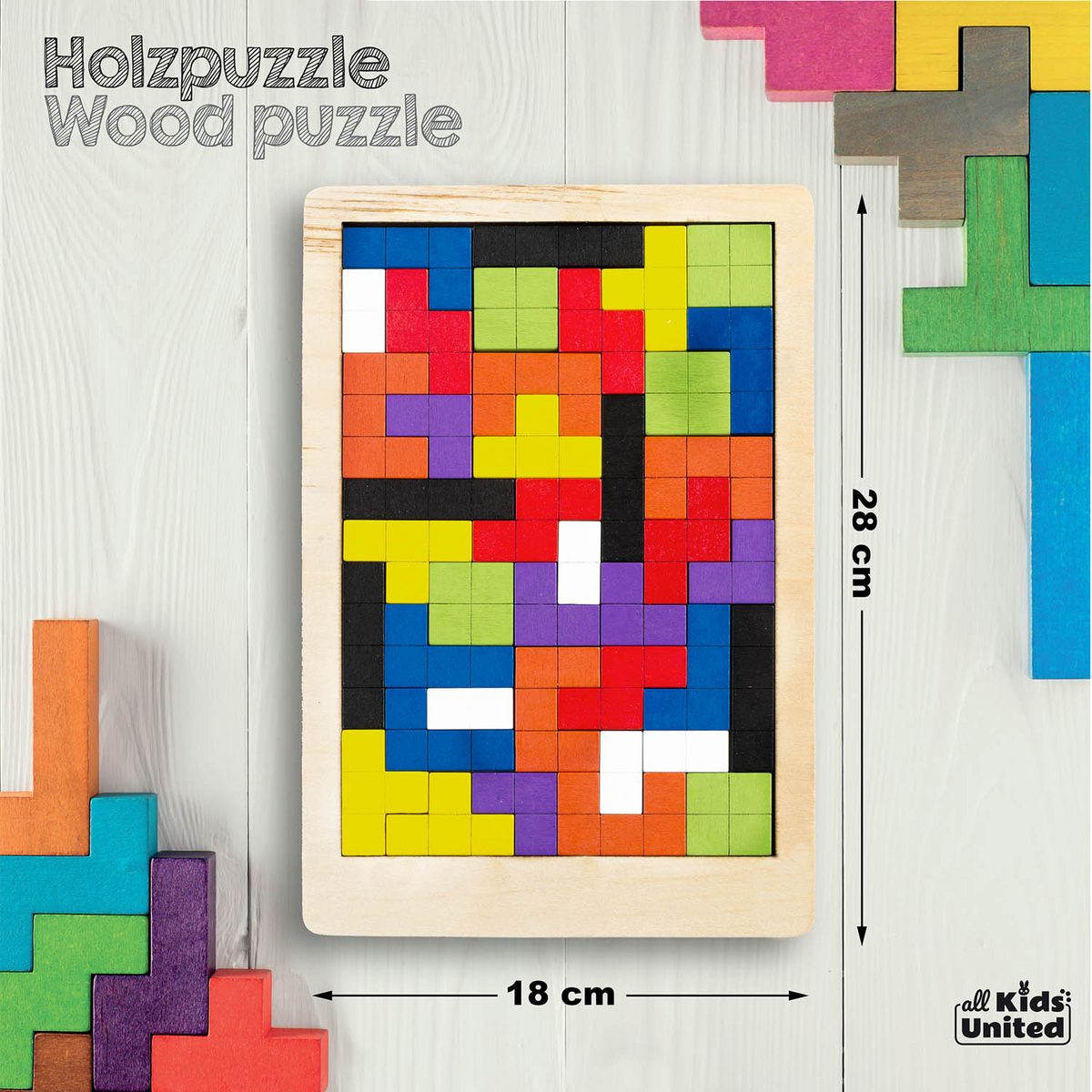 Holzpuzzle Tetris Design - Montessori Knobelspiel & Logikpuzzle – PT03