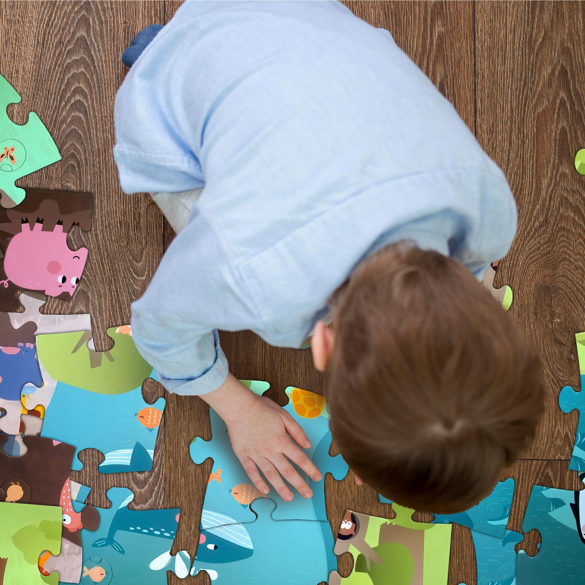 Tierpuzzle, Kinderpuzzle – Tiere entdecken, XXL 90×60 cm, 33 Teile, ab 2 J. – Default Title – SKU 99440202 – PT05