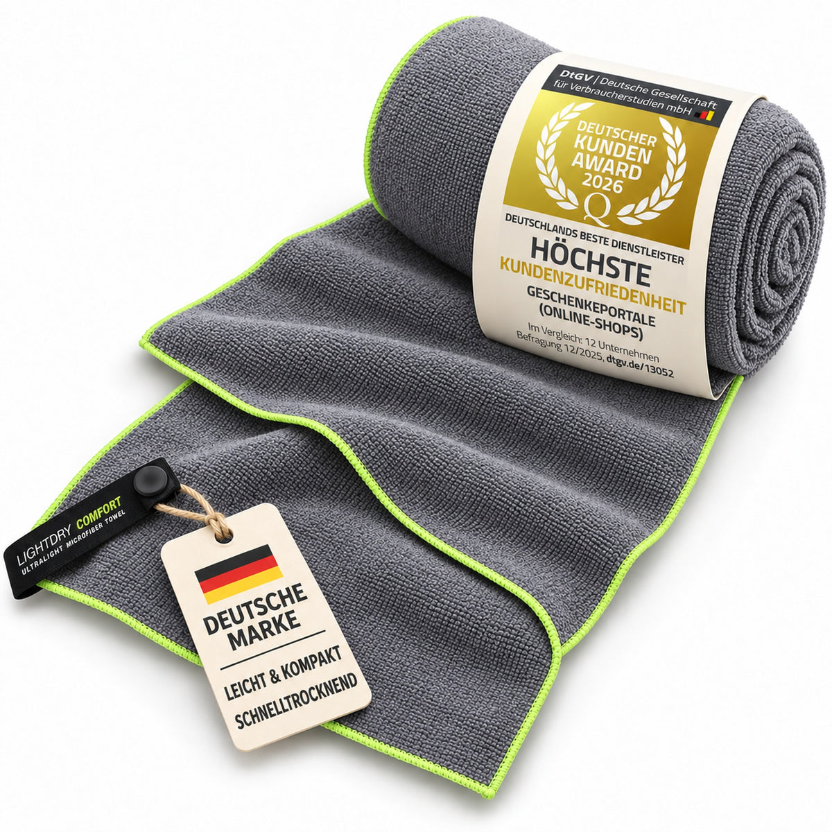 Reisehandtuch anthrazit-limette – aktueller Hero Shot