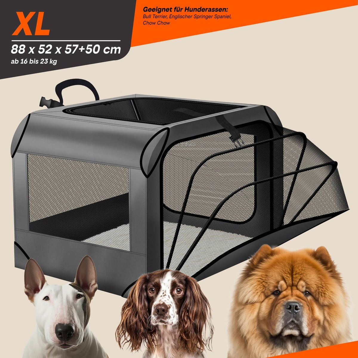 Hundetransportbox & Laufstall Kombi - Faltbare Auto-Hundebox
