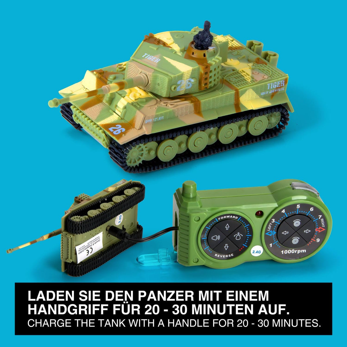 RC Mini-Panzer Tiger I - Ferngesteuertes Modell mit Schussfunktion