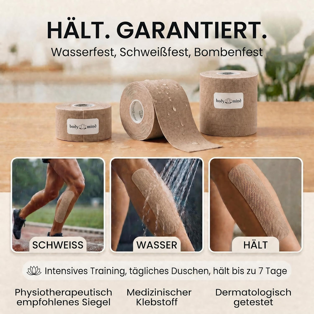 Kinesiologie-Tape 2,5cm - Elastisches Sporttape für Physiotherapie