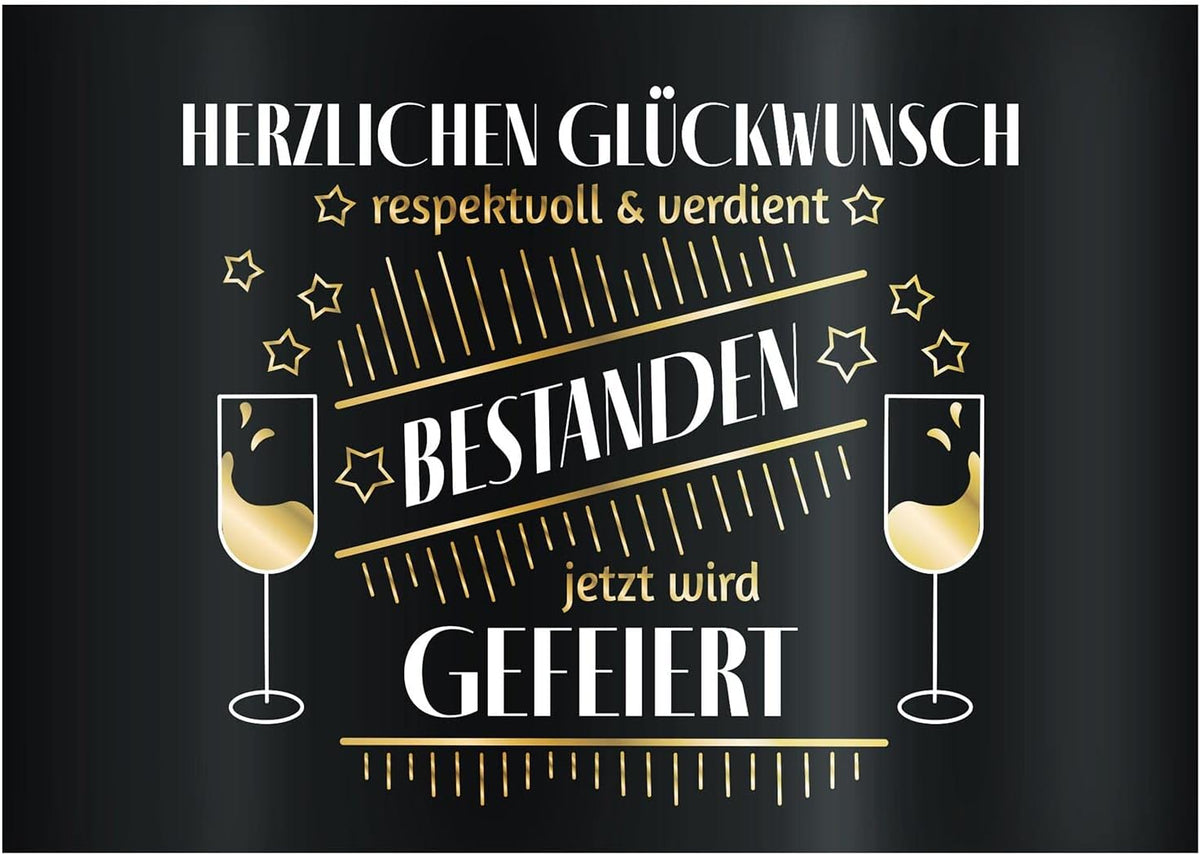 3x Flaschenetikett Verdient Bestanden – Geschenk für Prüfungen