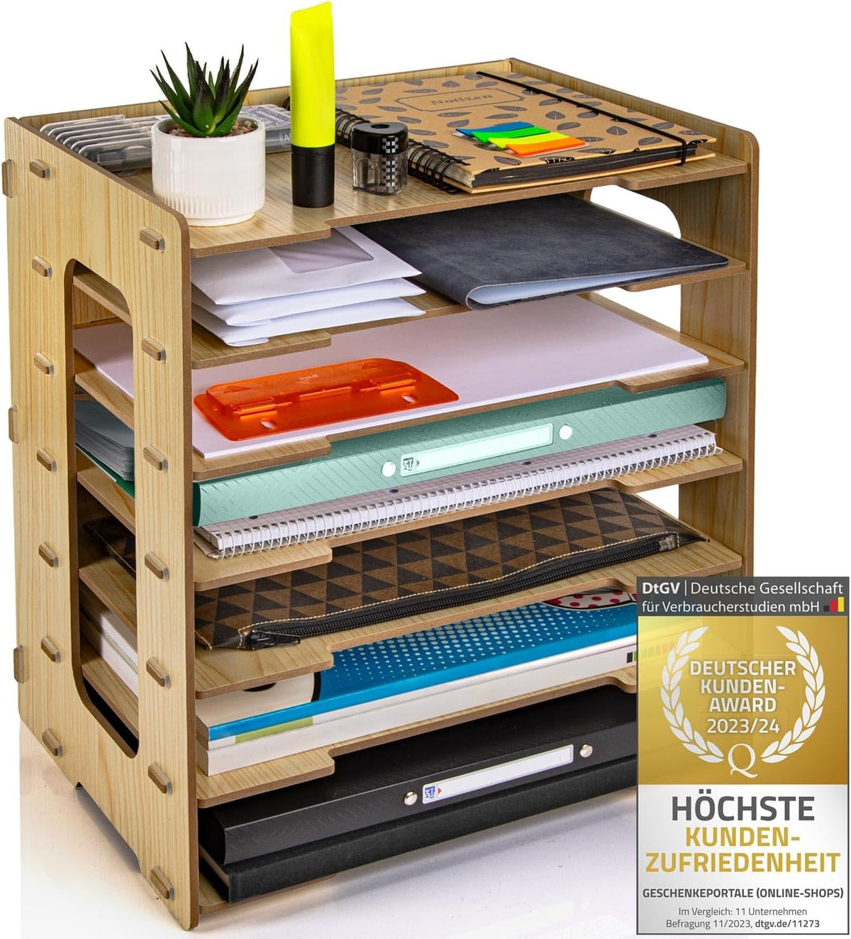 Bambus Dokumentenablage Schreibtisch-Organizer mit 5 Fächern