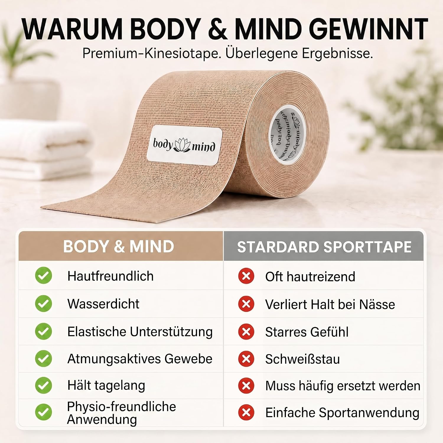 Kinesiologie-Tape 2,5cm - Elastisches Sporttape für Physiotherapie