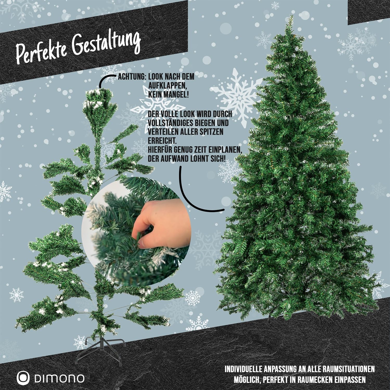 Künstlicher Weihnachtsbaum 180cm - Dichter Tannenbaum mit Ständer