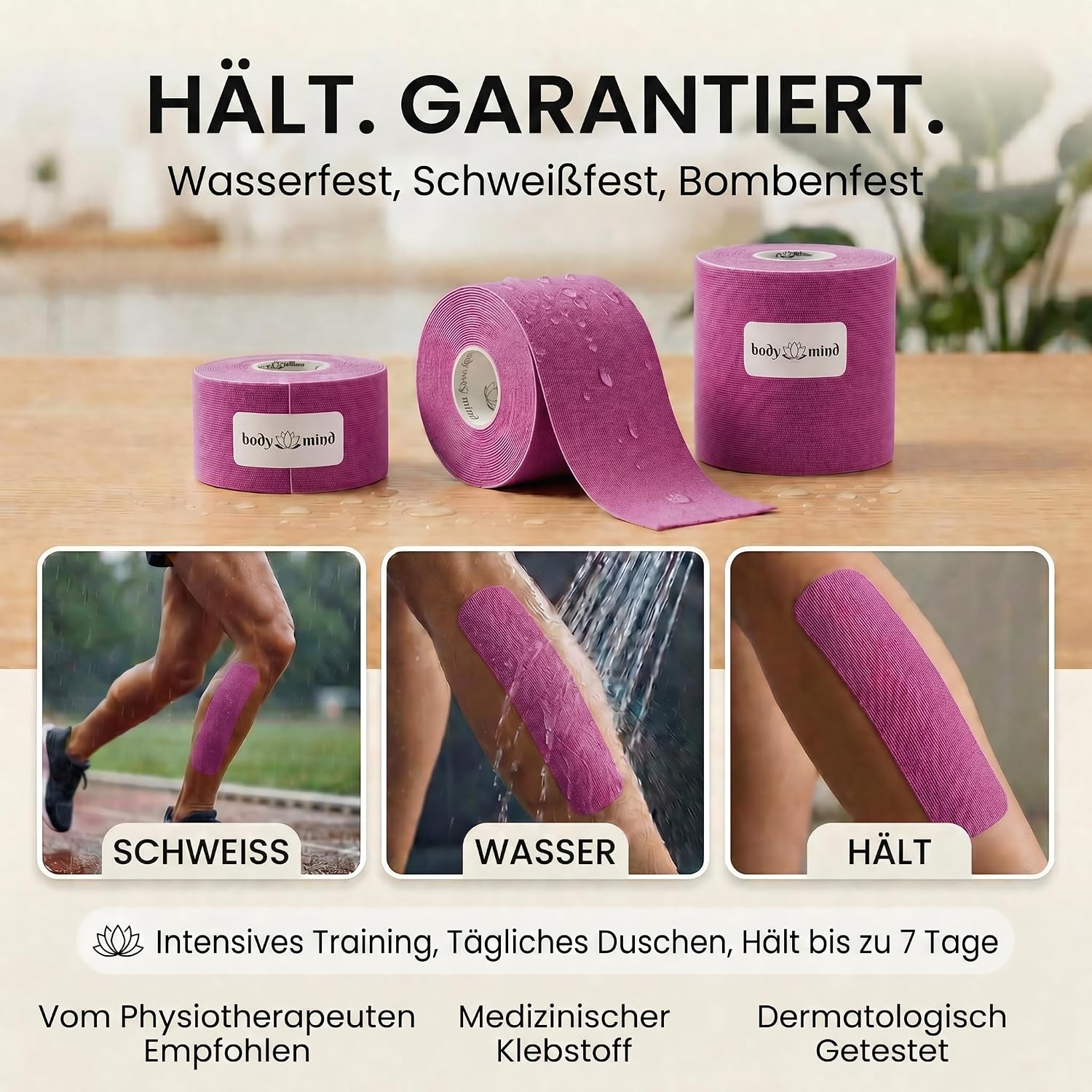 Kinesiologie-Tape 2,5cm - Elastisches Sporttape für Physiotherapie