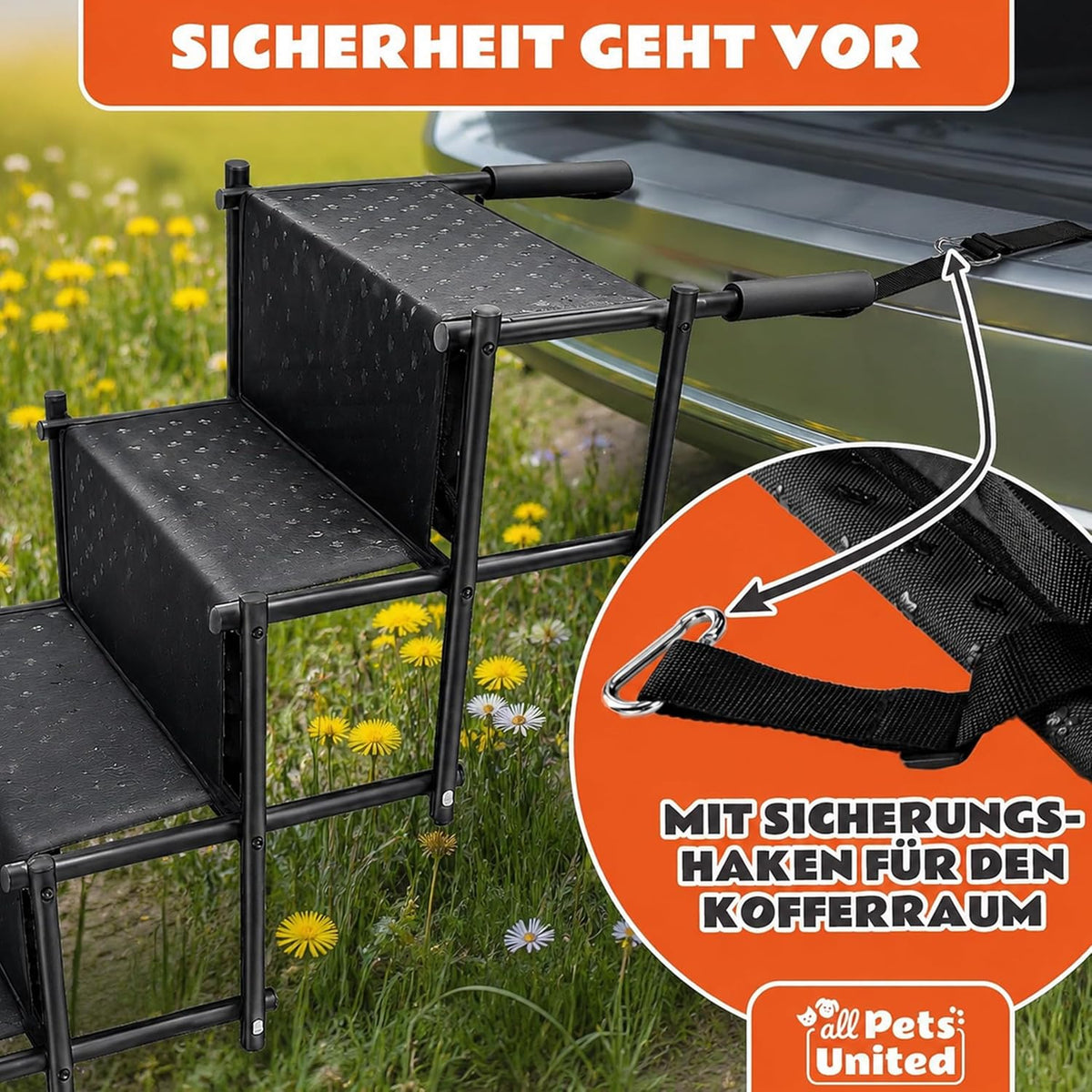 Faltbare Teleskop-Hundetreppe bis 70kg – Stabile Einstiegshilfe