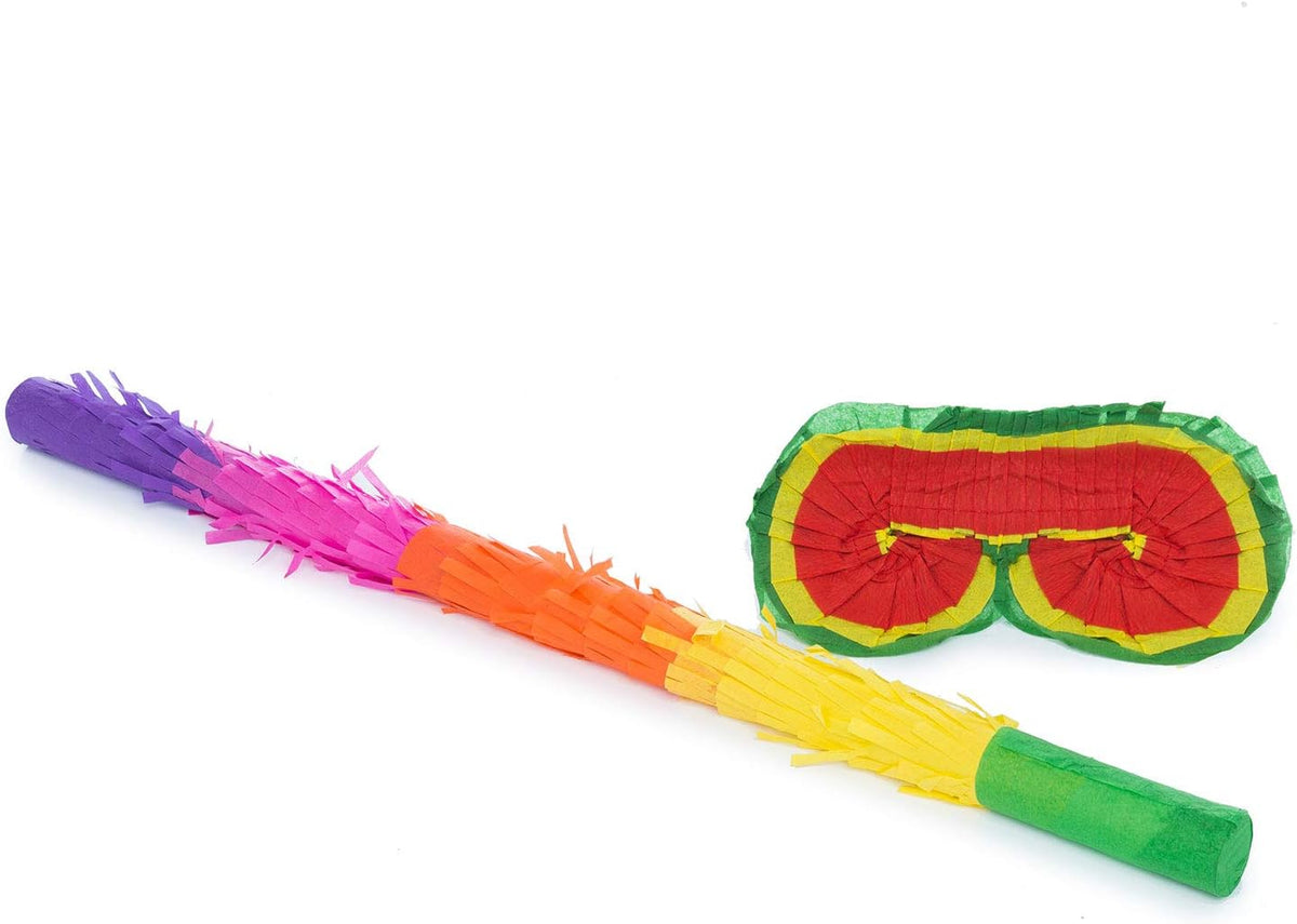Pinata-Zubehör Set: Stab zum Schlagen & Augenmaske für Partys