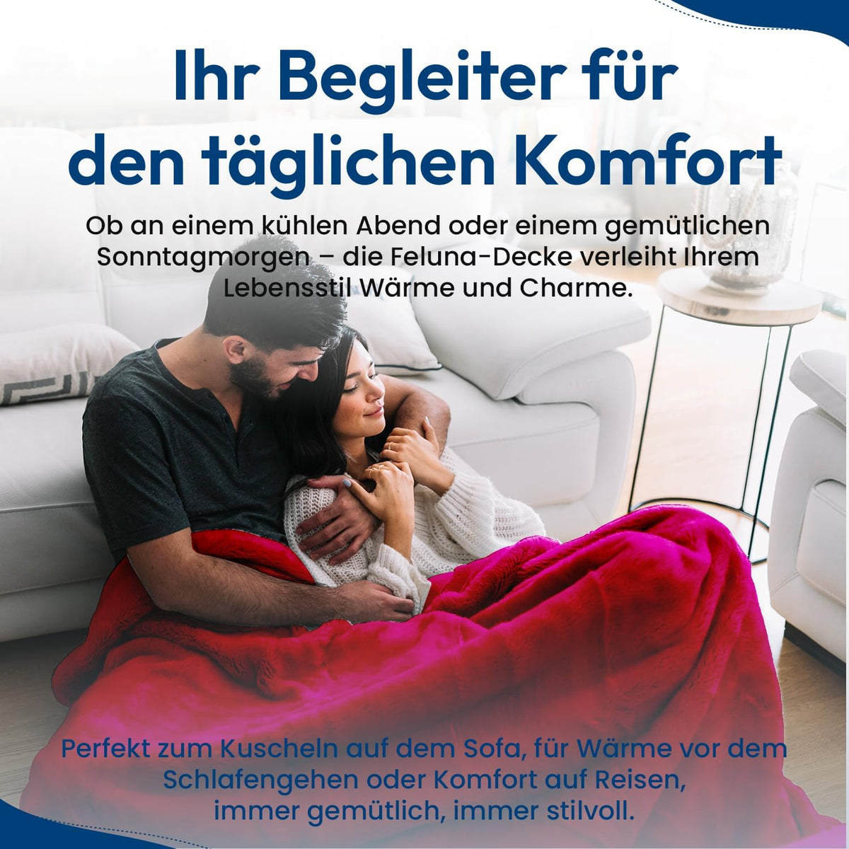Feluna XXL Kuscheldecke 220x200 cm – Kuschelweiche Wohndecke Grau