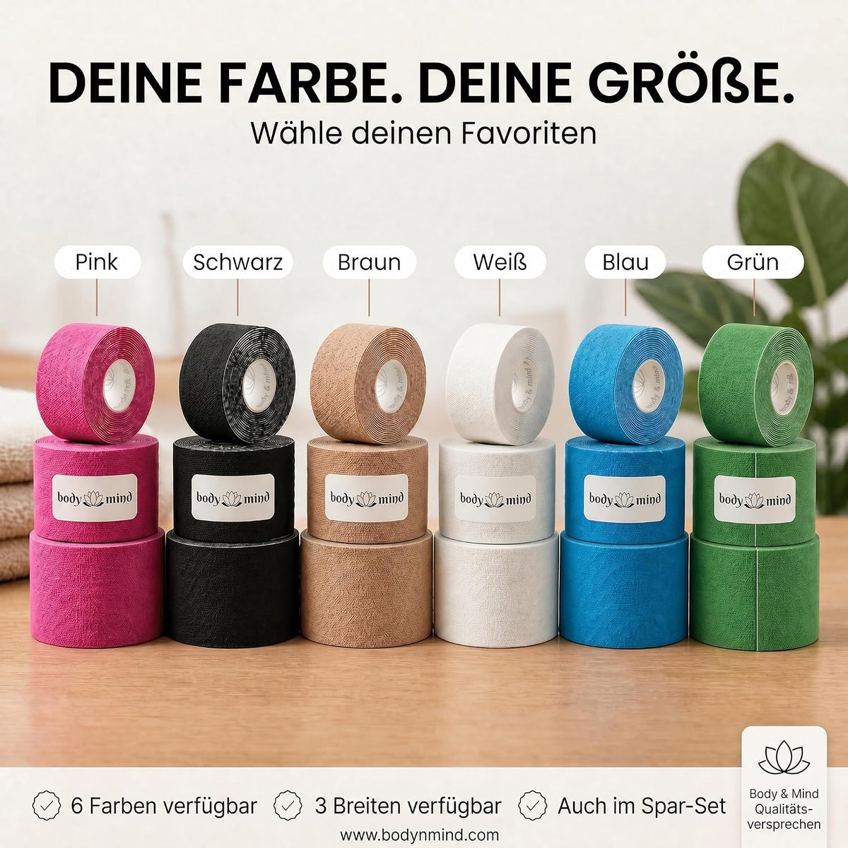 Kinesiologie-Tape 2,5cm - Elastisches Sporttape für Physiotherapie