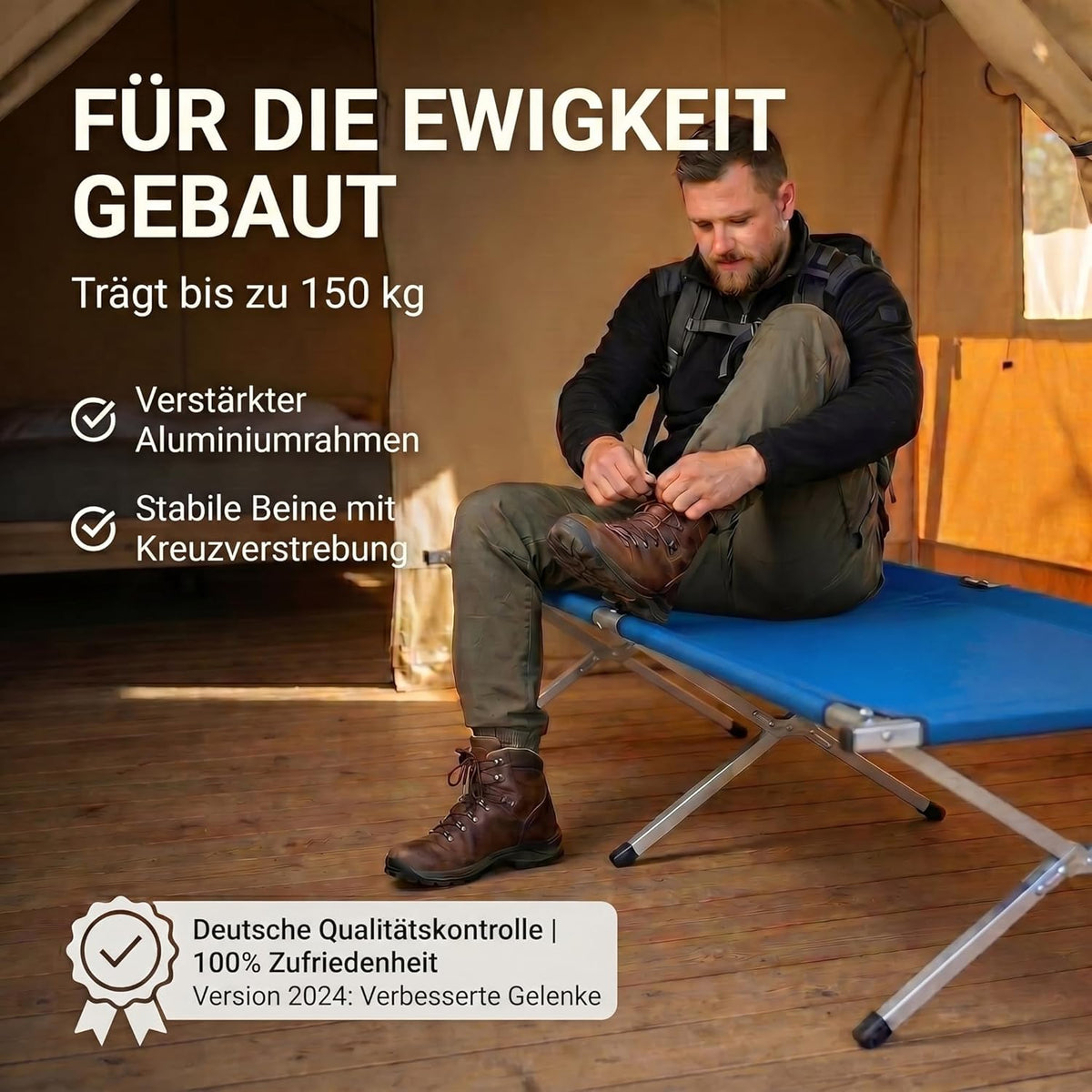 Faltbares Army Feldbett aus Aluminium - Stabiles Campingbett