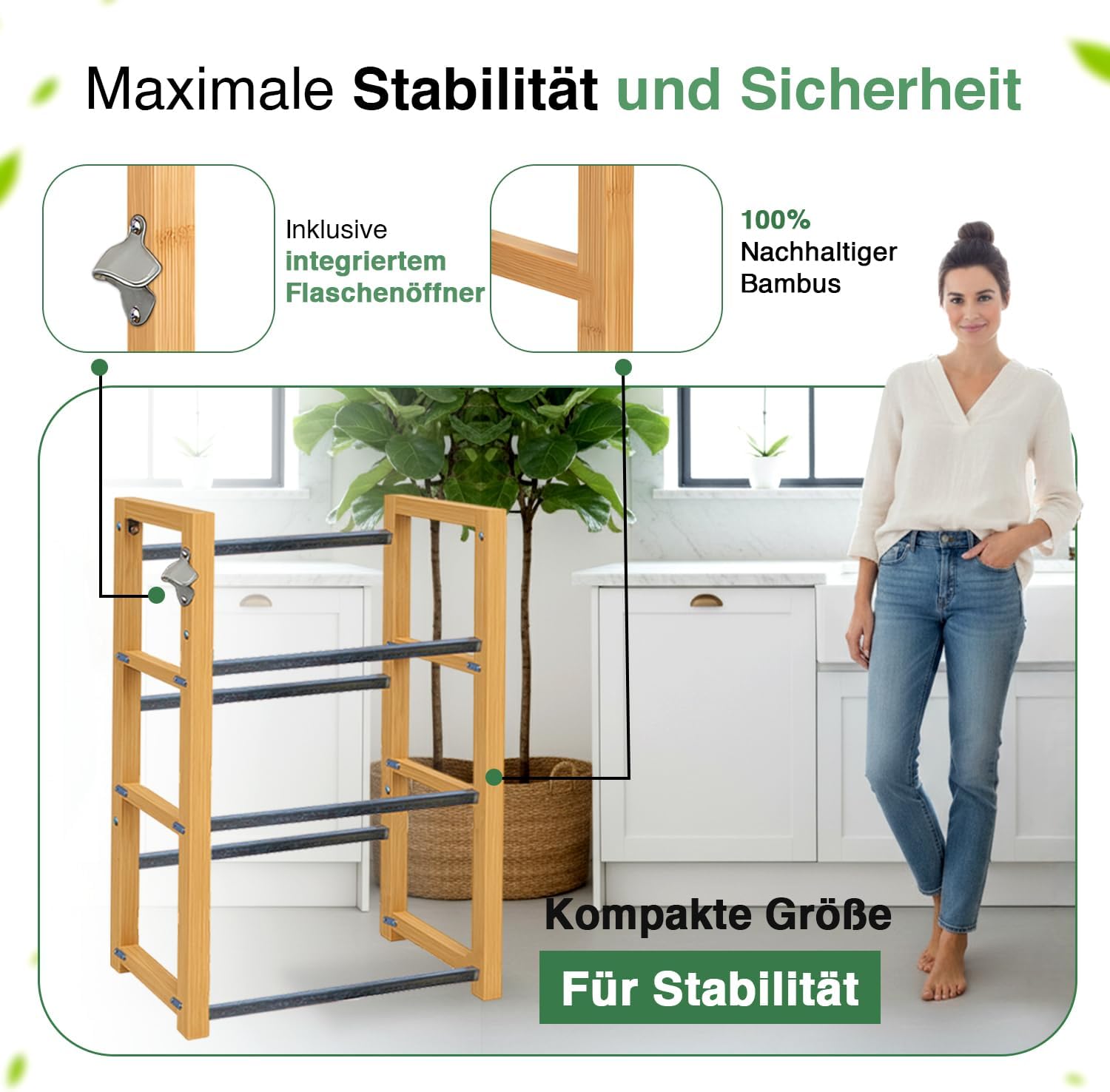 Bambus Getränkekistenregal – Stabiles Kistenregal für die Küche