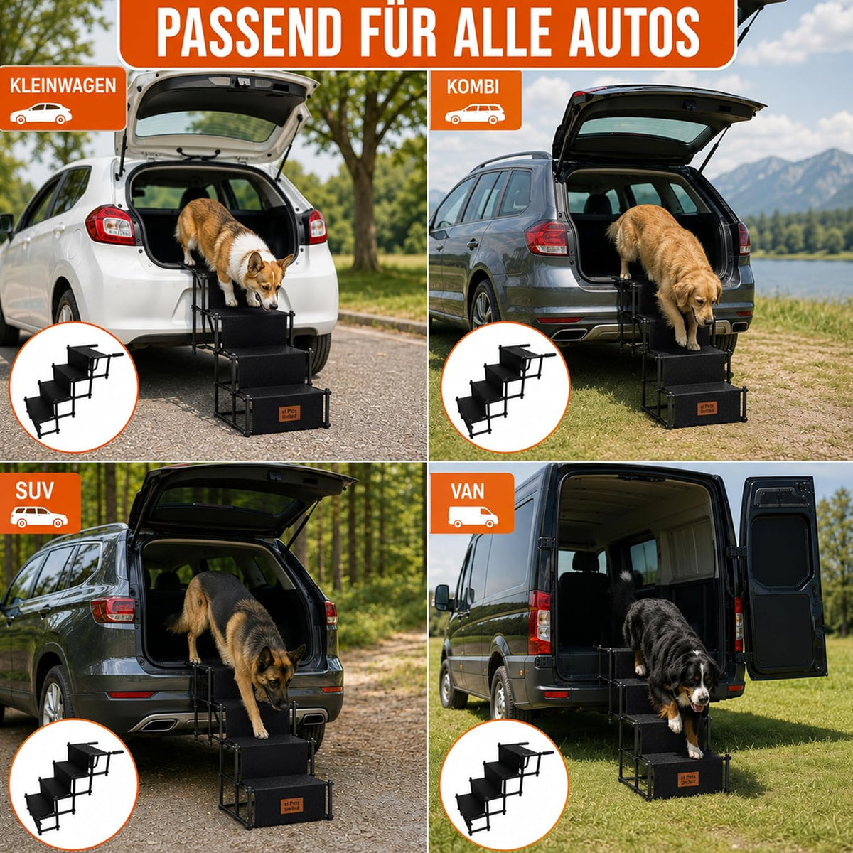 Faltbare Teleskop-Hundetreppe bis 70kg – Stabile Einstiegshilfe