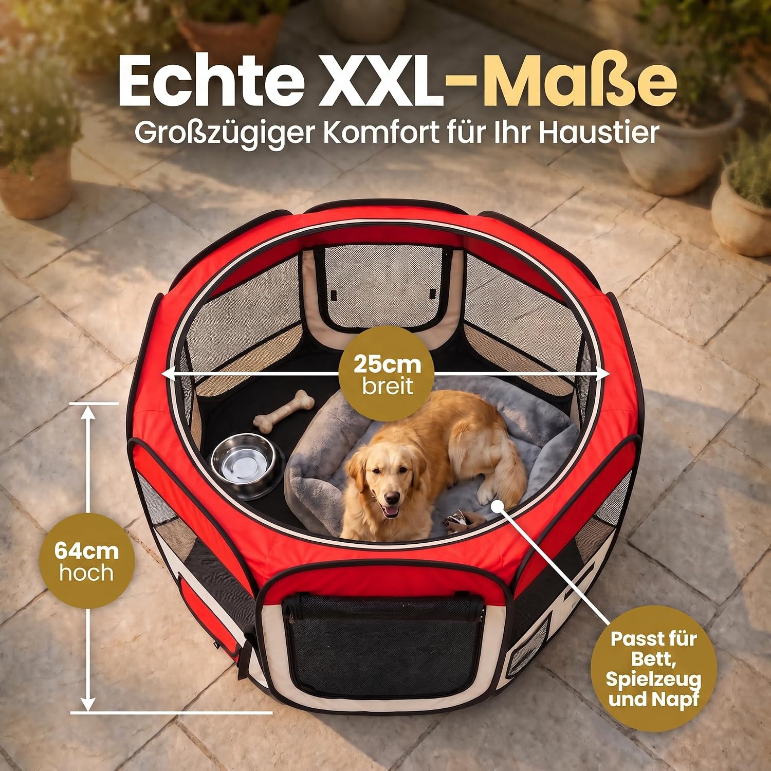 XXL Welpenlaufstall - Faltbares Hundegehege für Innen & Außen