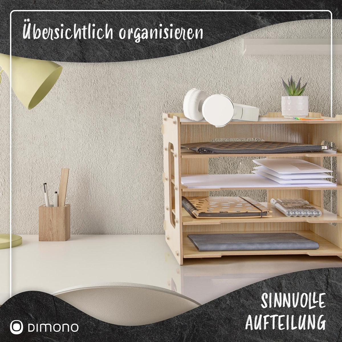 Bambus Dokumentenablage Schreibtisch-Organizer mit 5 Fächern